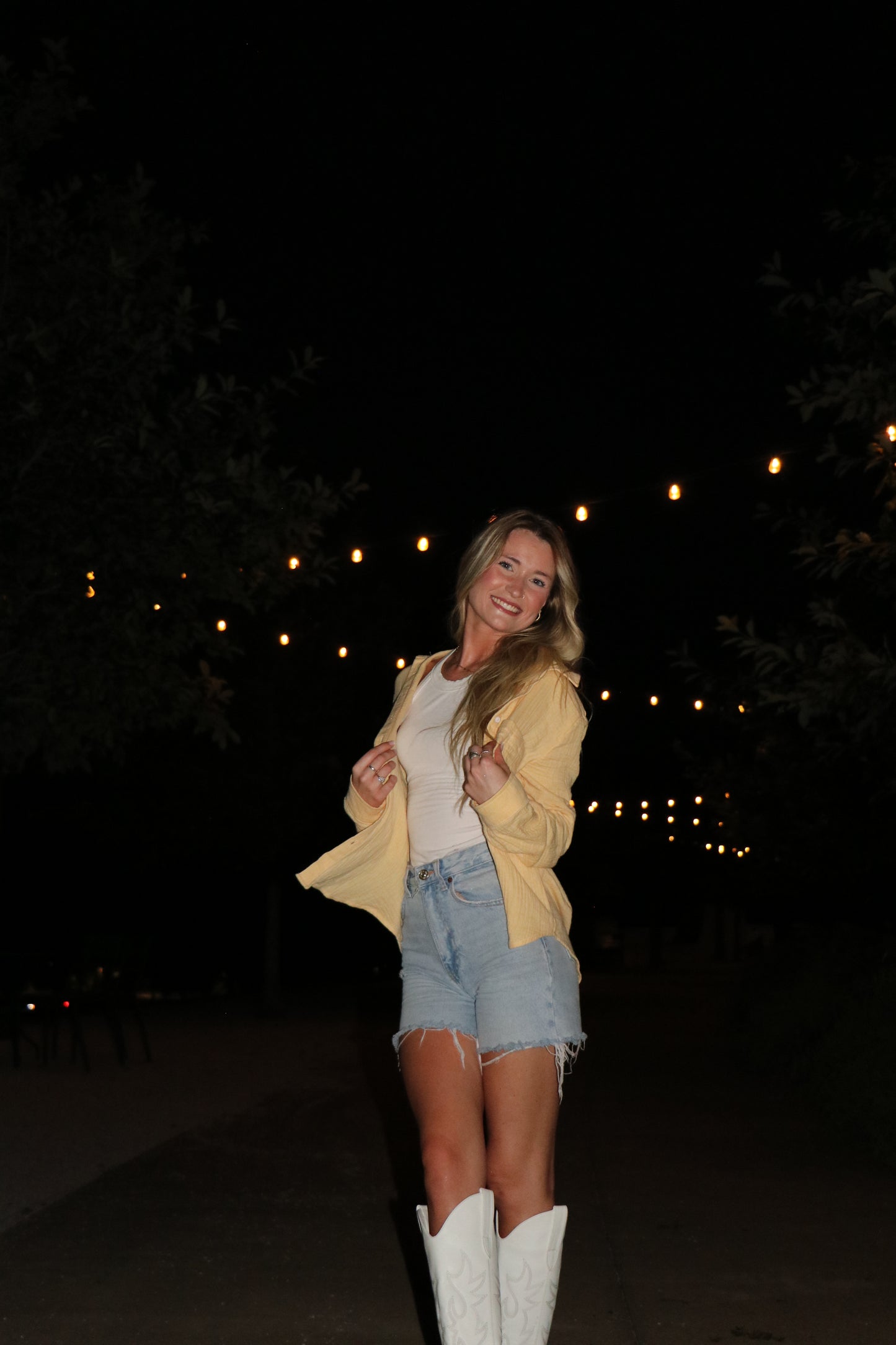 Beach Banana Cotton Gauze Button Up Long Sleeve Top