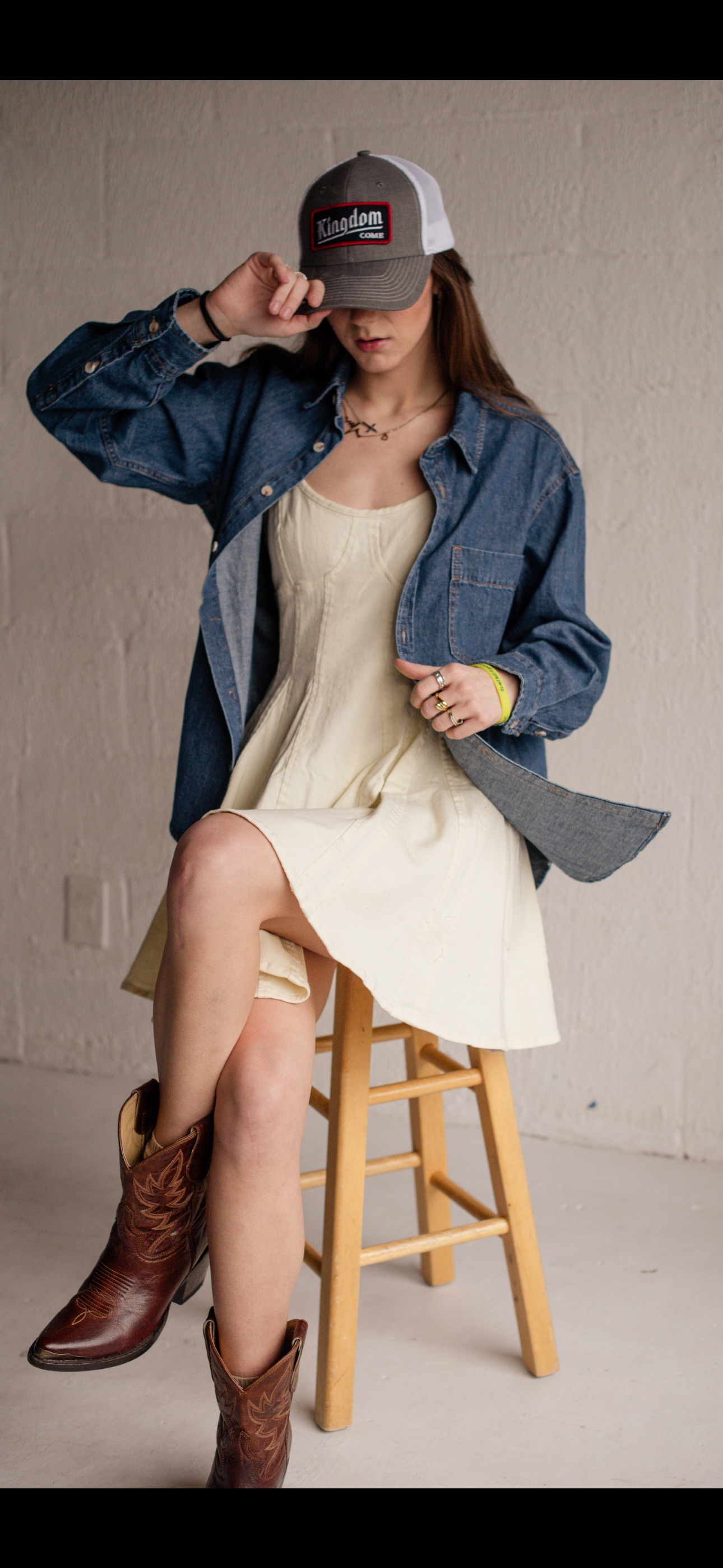 Sun Kissed Country Denim Fit And Flare Mini Dress