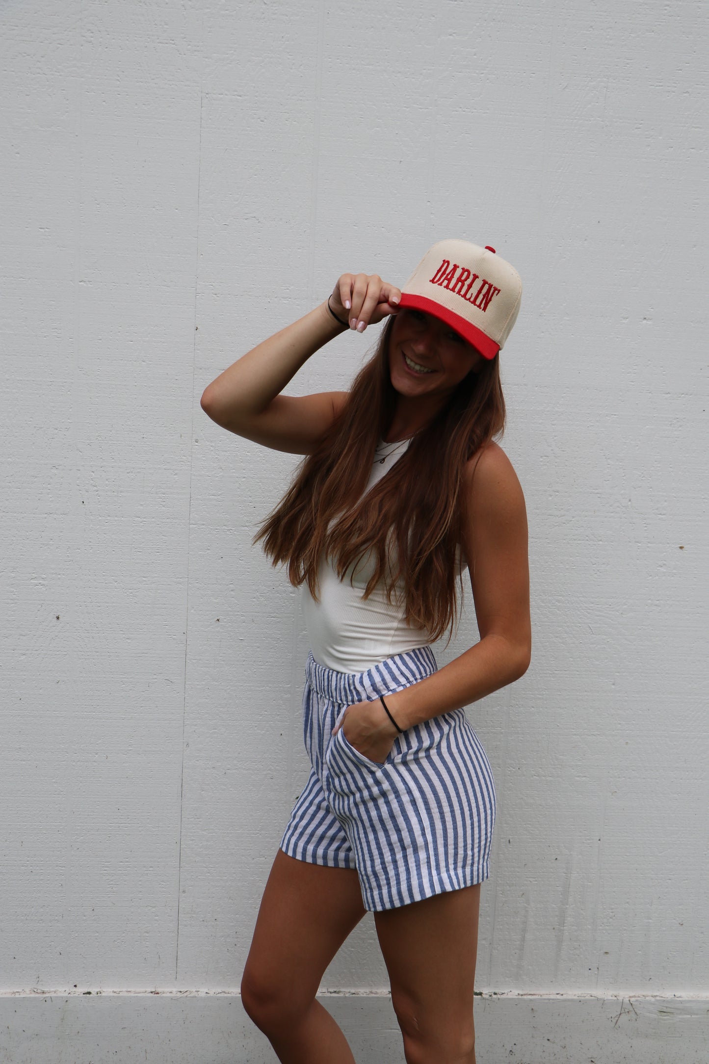 Blue and White Striped Cotton Gauze Summer Short