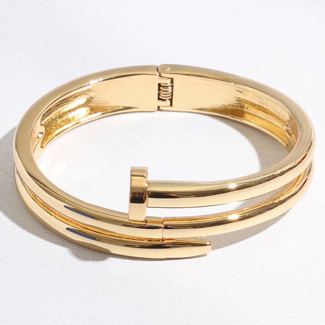 Triple Line Gold&Rhodium Plated Bangle Bracelet