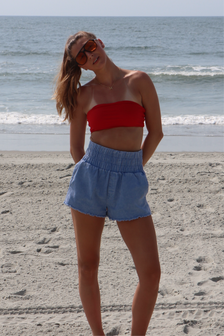 Hallie High-Waist Washed Twill Mini Shorts