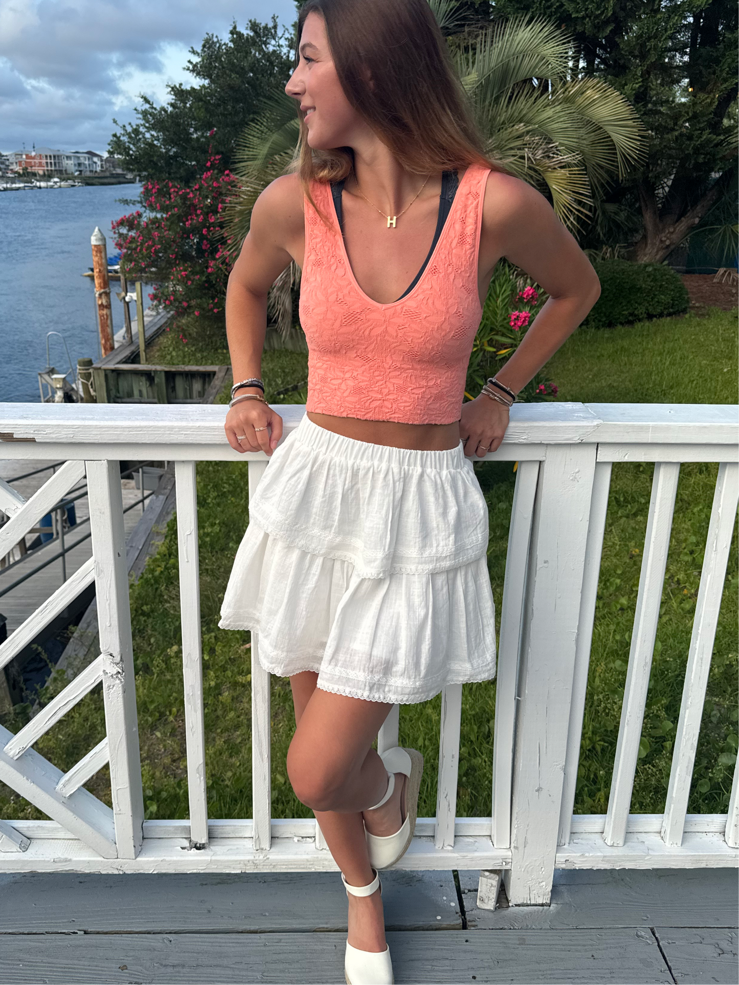 Lucy Lace Trim Tiered Ruffle Mini Skirt