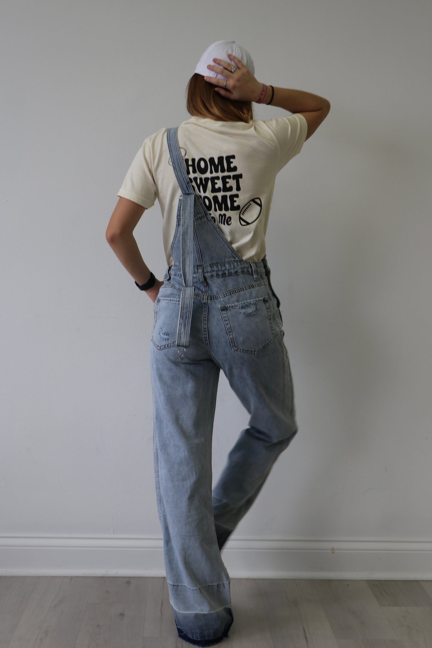 Light Wash Flare Overalls
