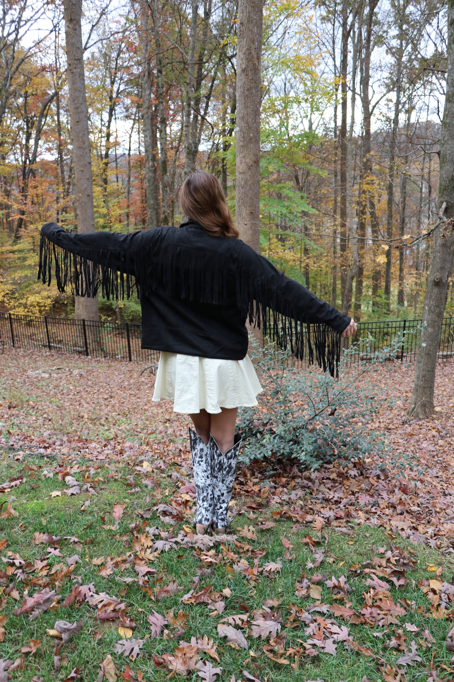 Suede Fringe Snap Button Jacket