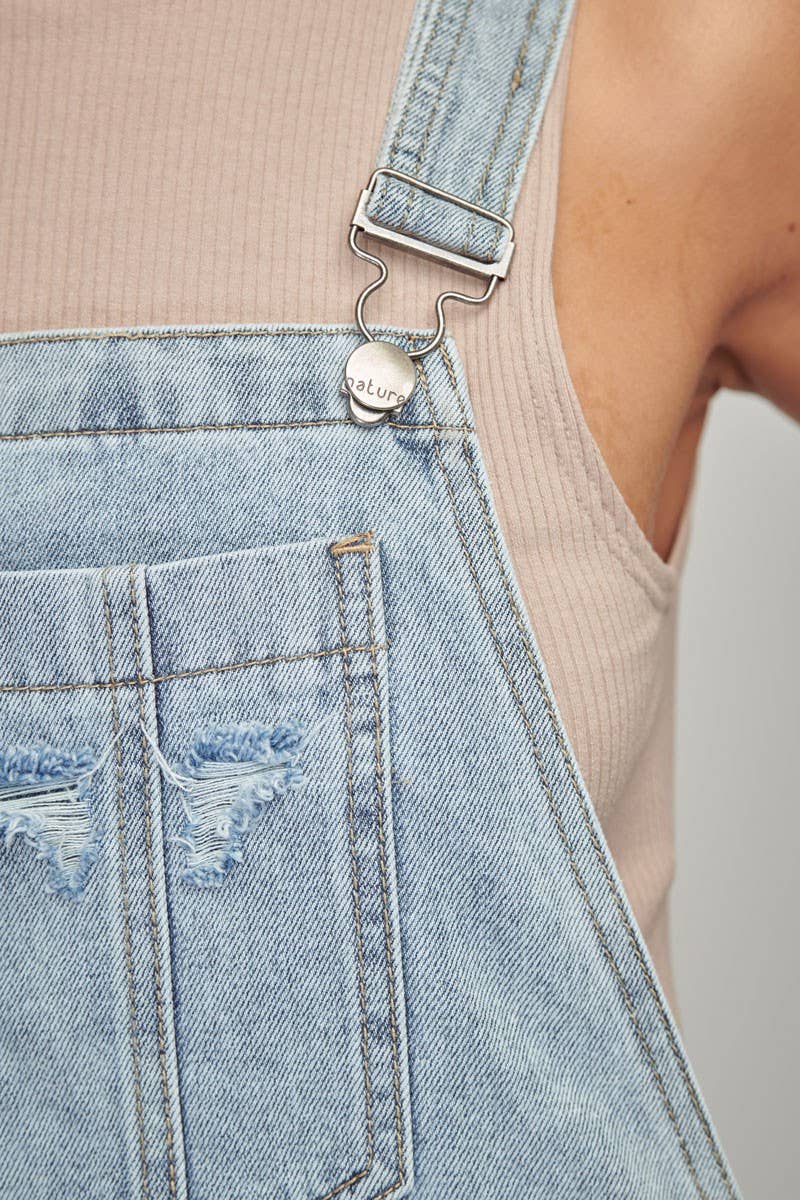 Light Wash Flare Overalls