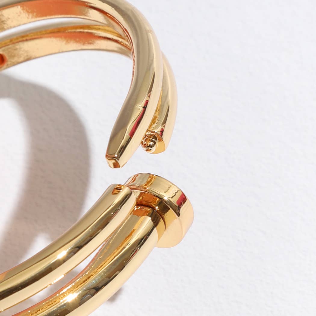 Triple Line Gold&Rhodium Plated Bangle Bracelet