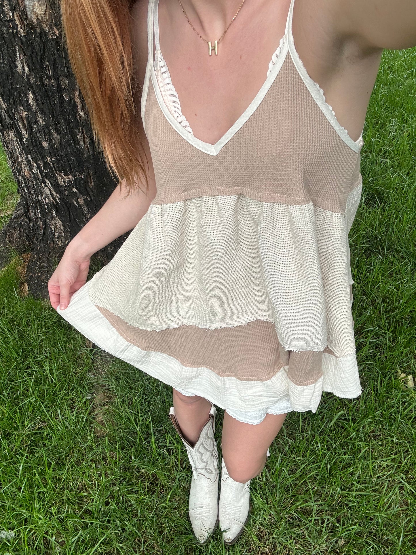 Patchwork Knit Wear Any Way Mini Dress