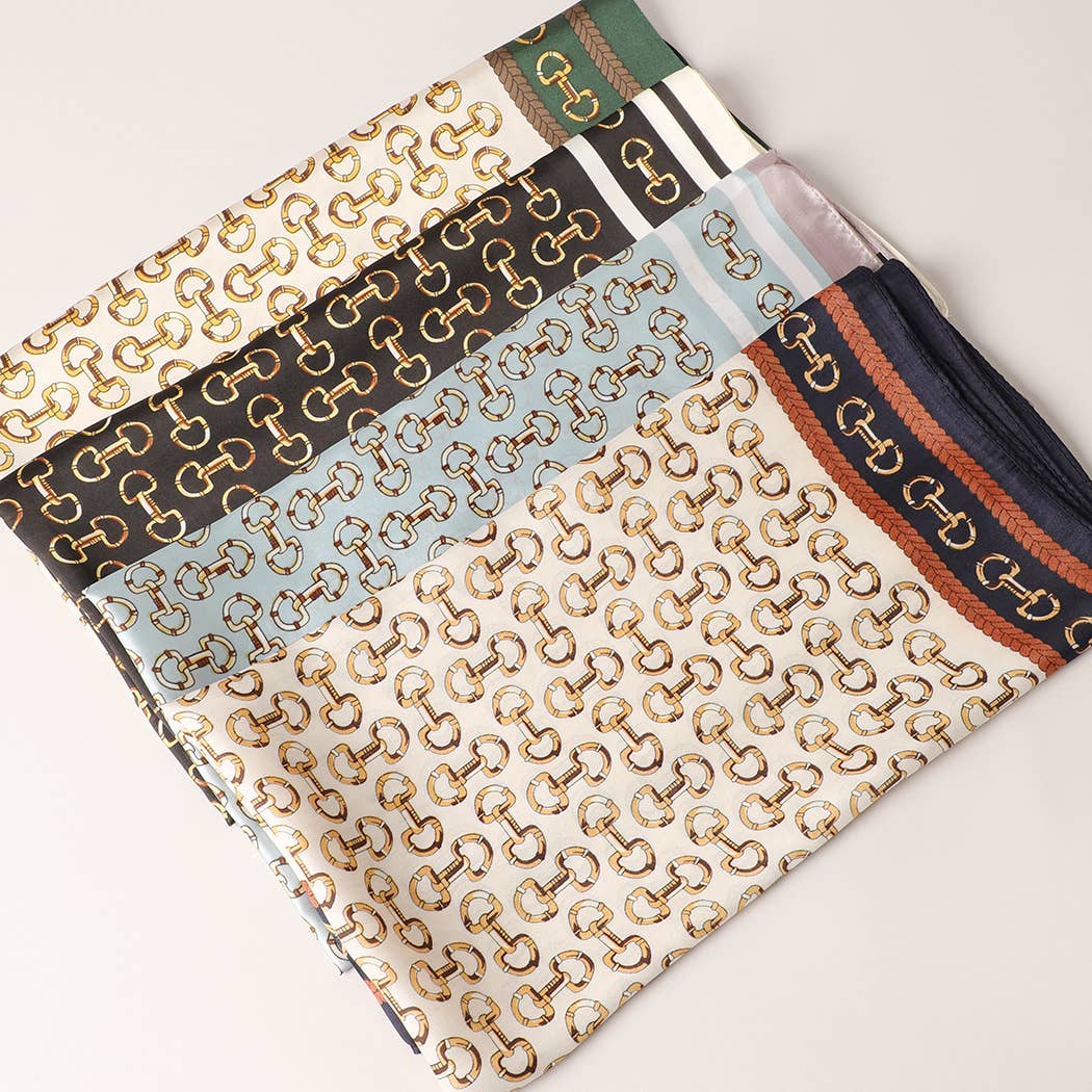 Satin Horsebit Print Light Weight Soft Scarf