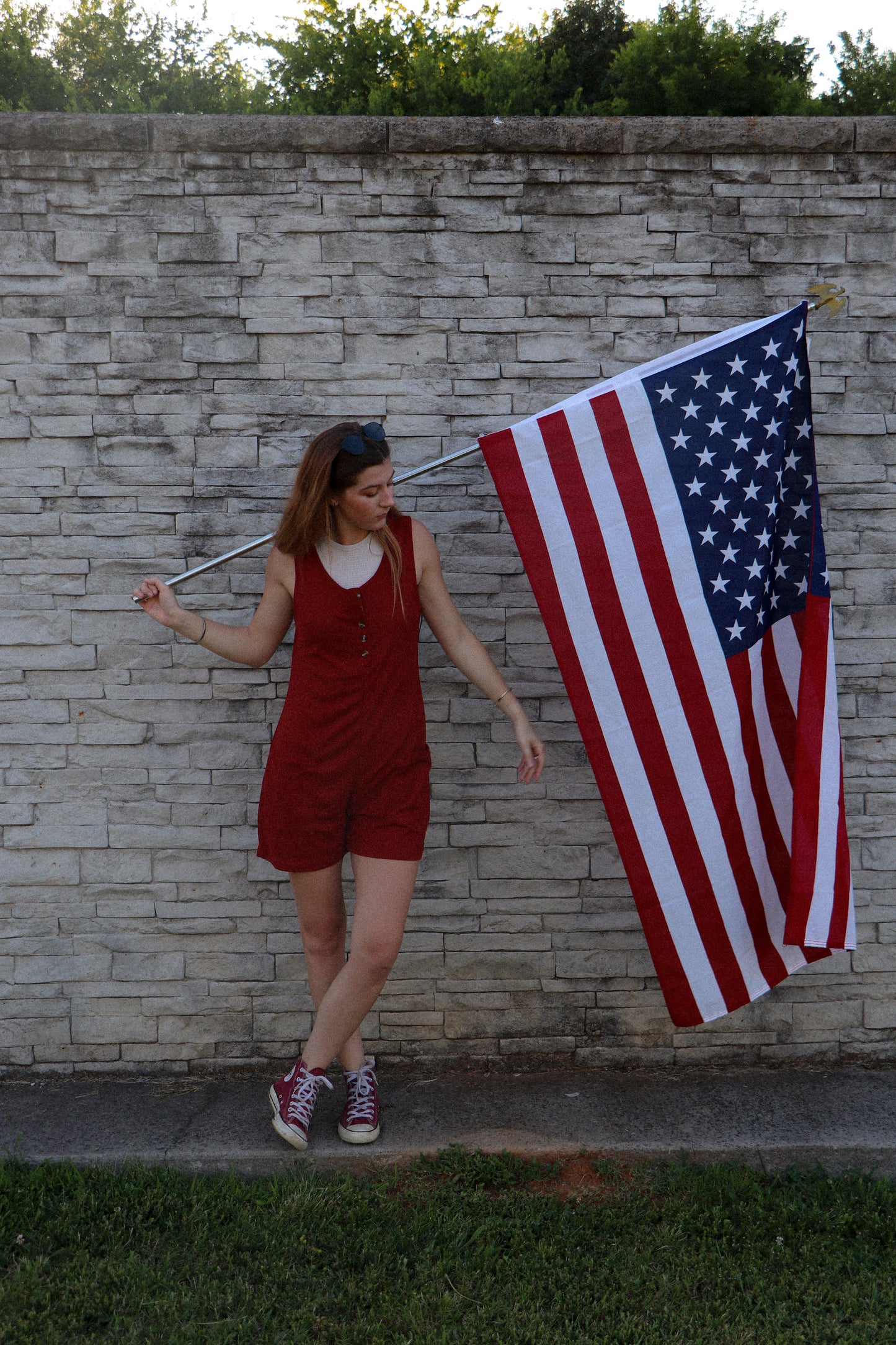 Sammy Sleeveless Button Front Waffle Romper