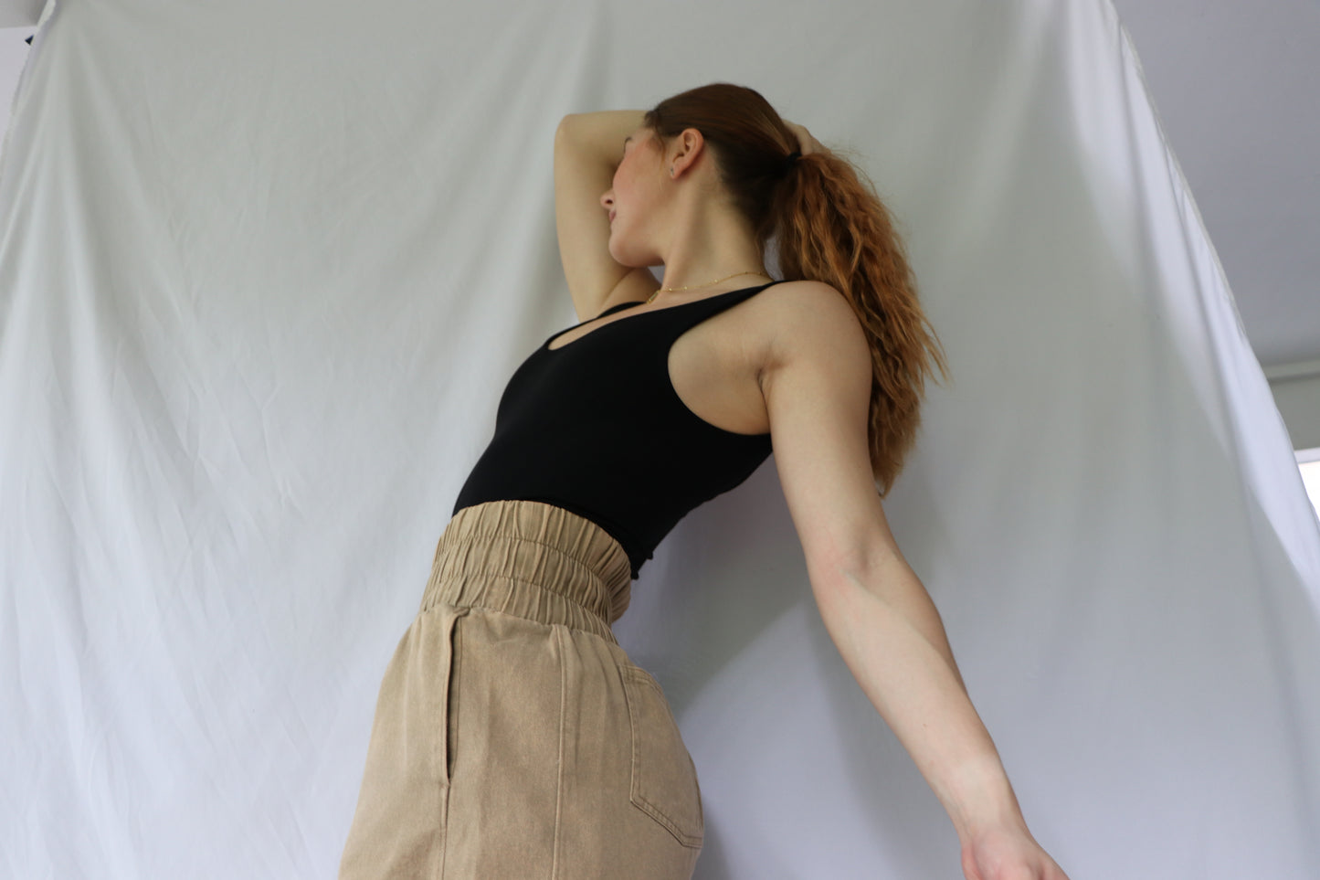 Hallie High-Waist Washed Twill Mini Shorts