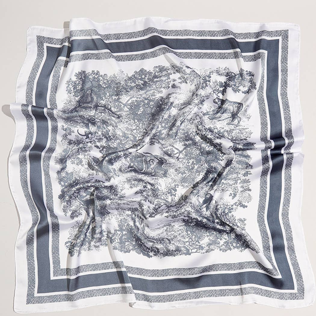 Satin Forest Print Light Weight Soft Scarf