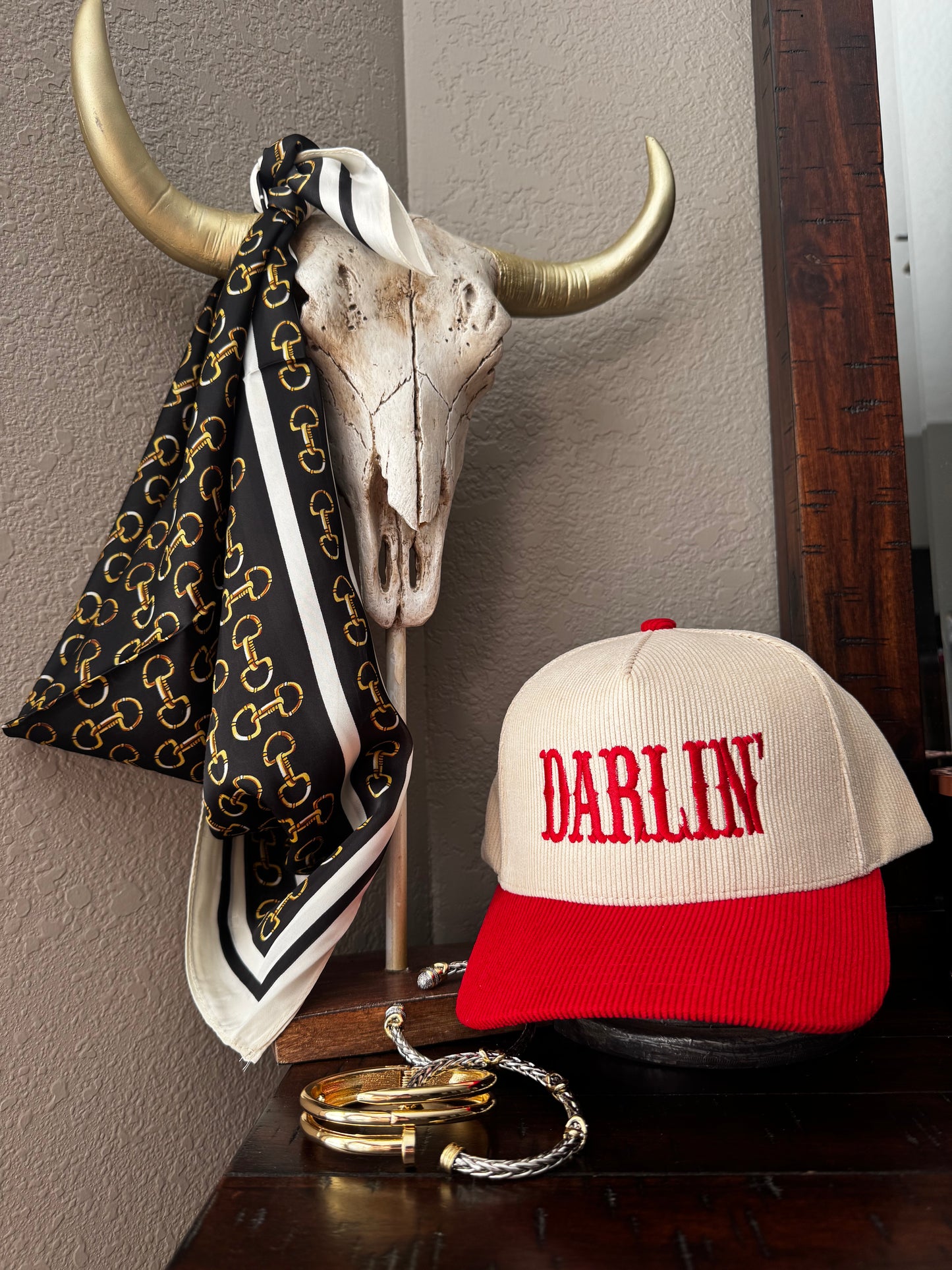 Satin Horsebit Print Light Weight Soft Scarf