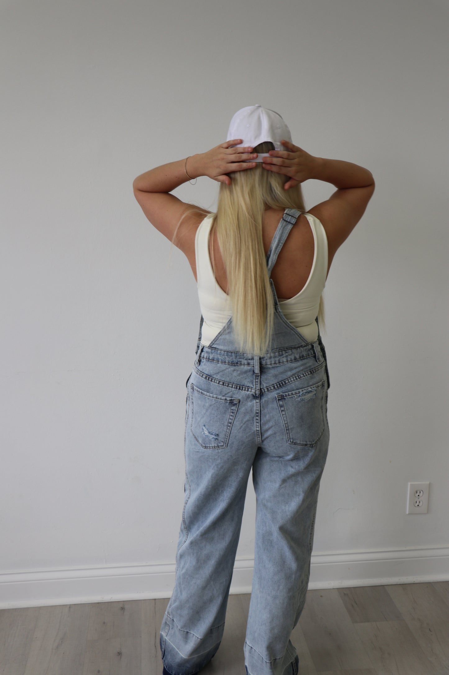 Light Wash Flare Overalls