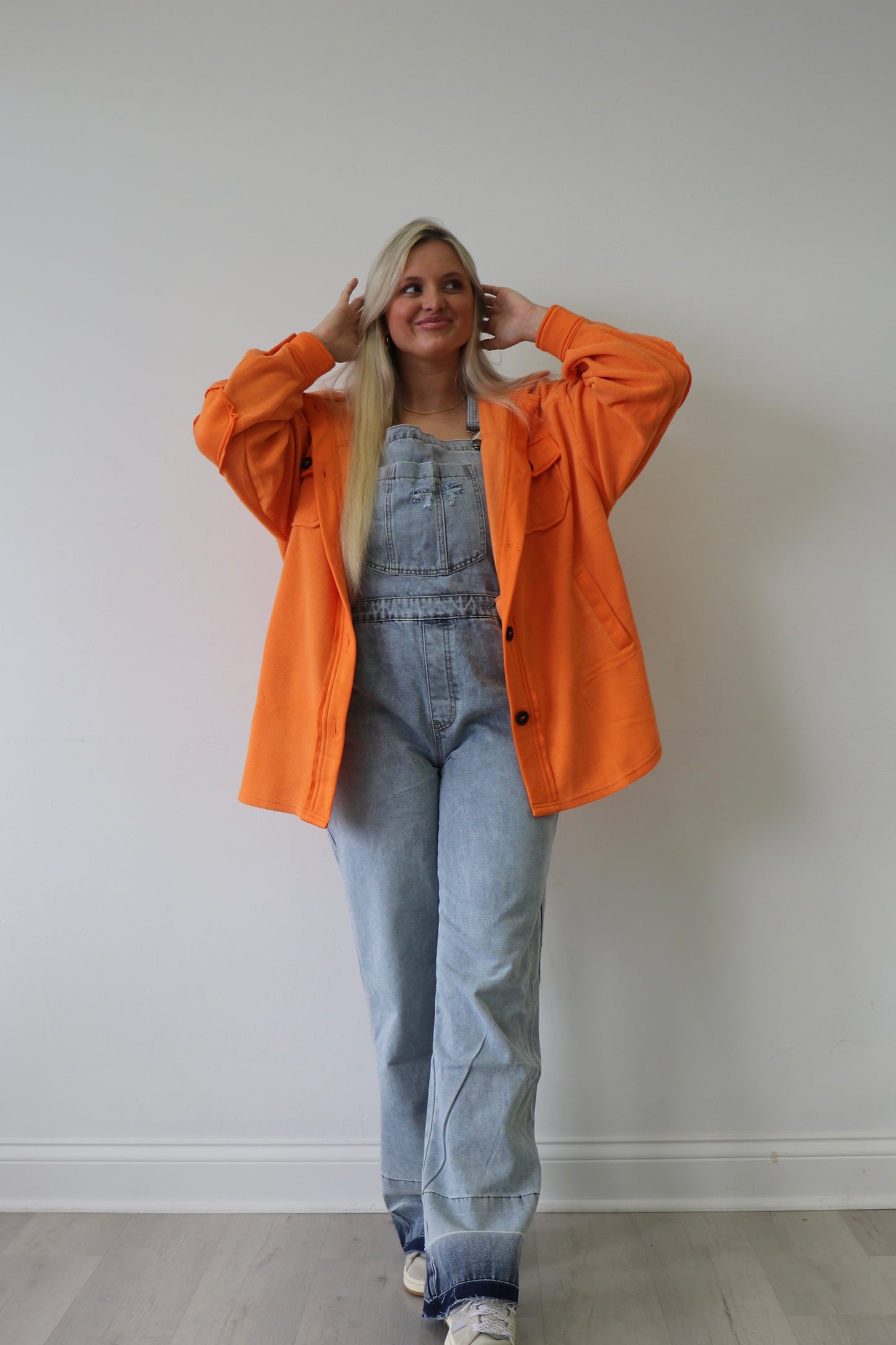 Light Wash Flare Overalls