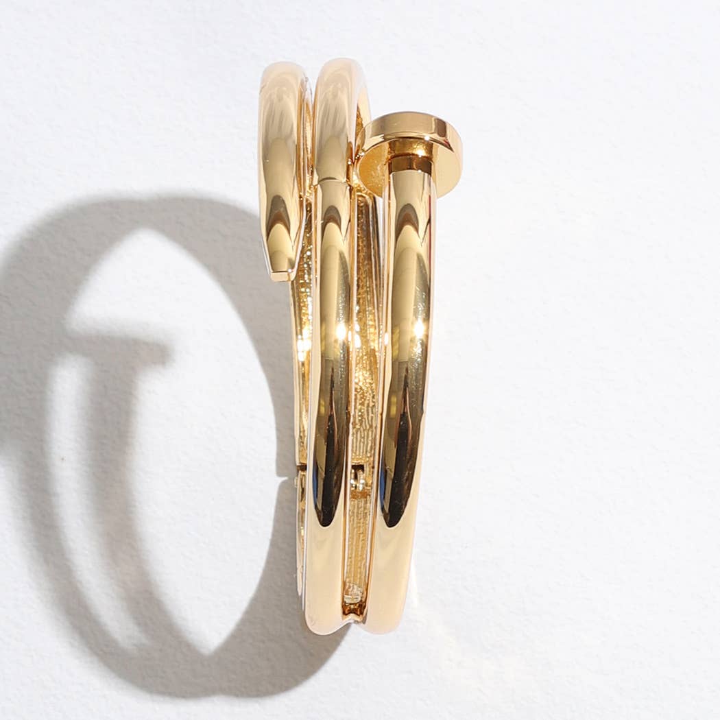 Triple Line Gold&Rhodium Plated Bangle Bracelet