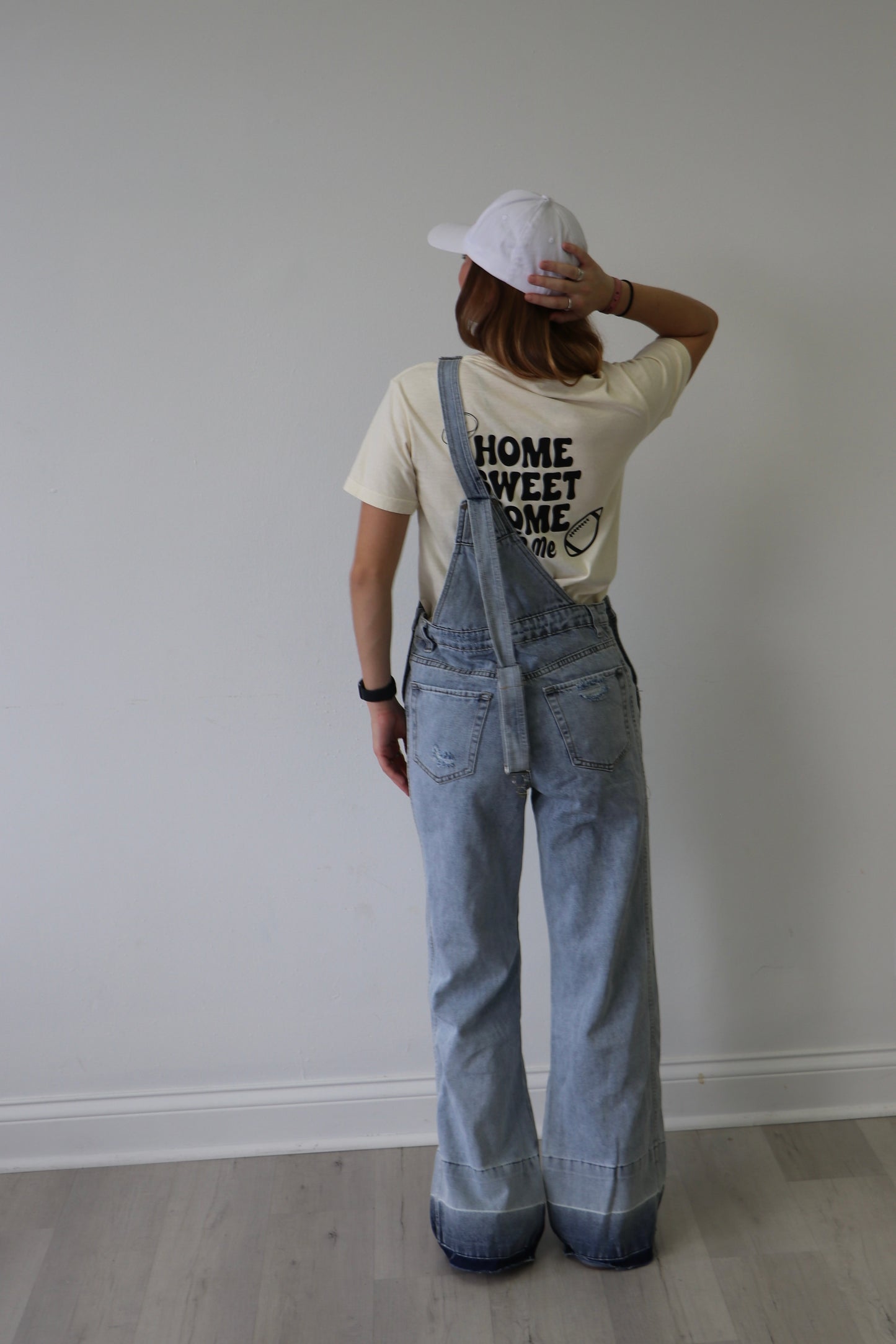 Light Wash Flare Overalls