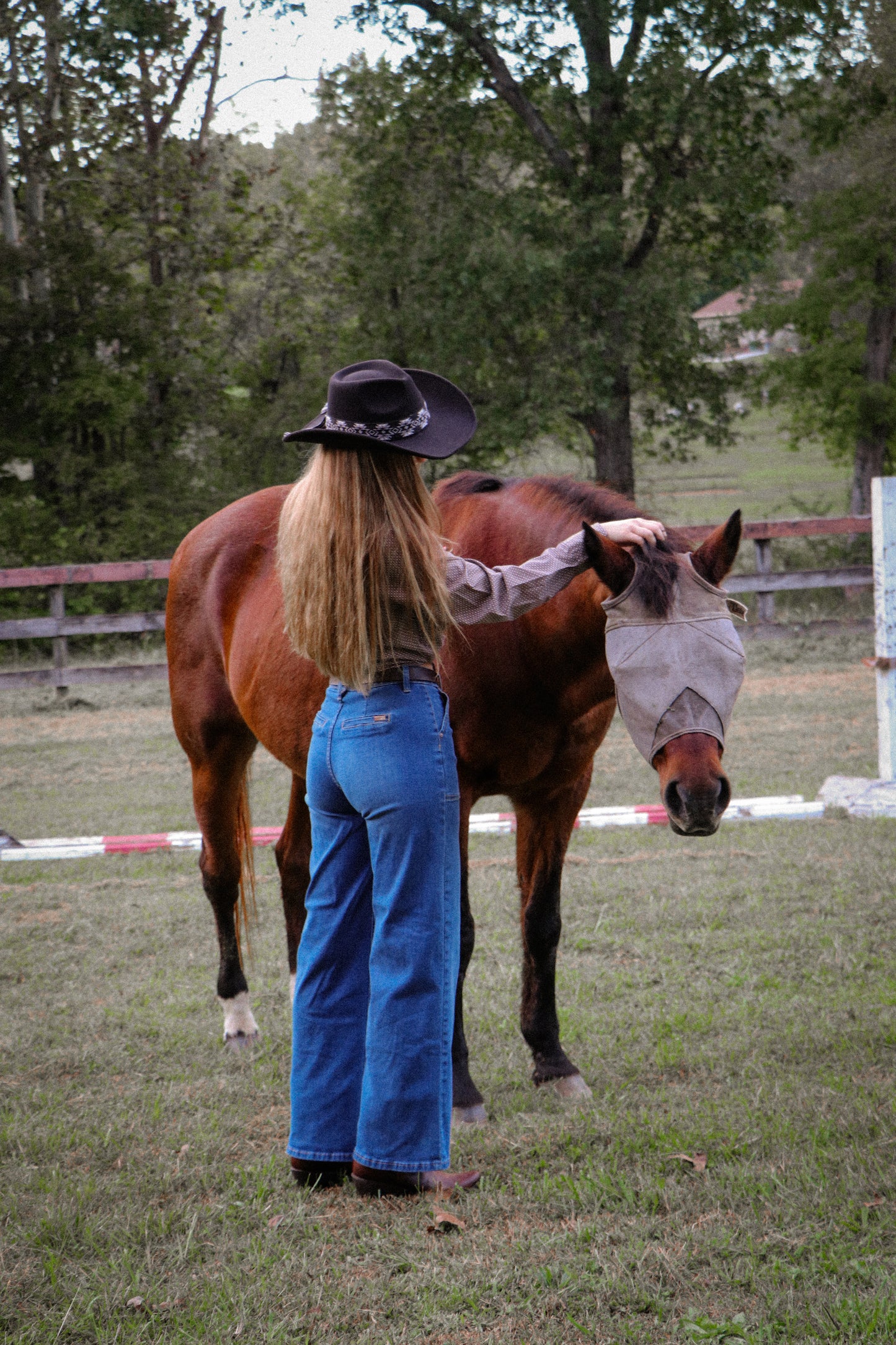Vegan Felt Southwest Pattern Belt Cowboy Hat