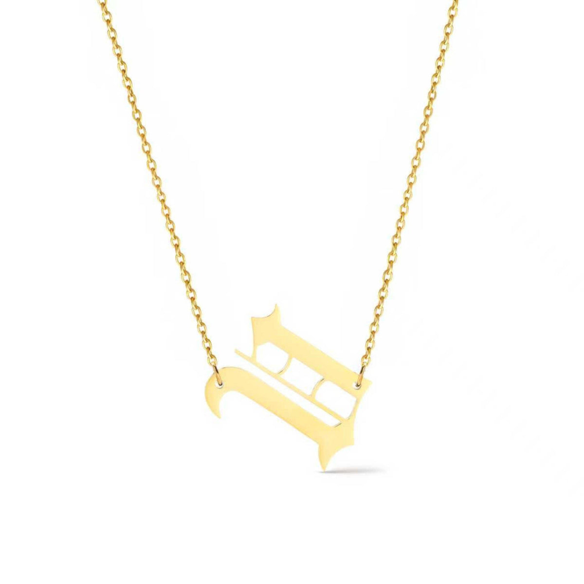 Timeless Gothic Initial Necklace, Waterproof Steel