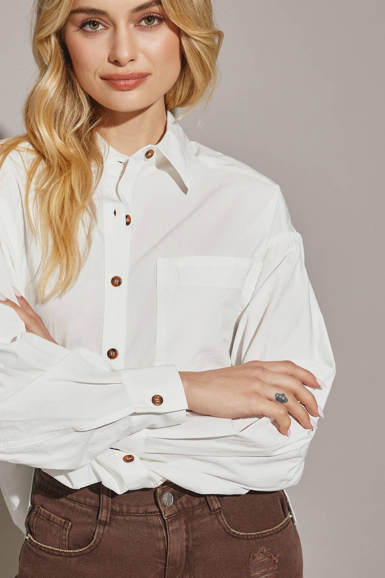 Oversized Button Up Long Sleeve Top