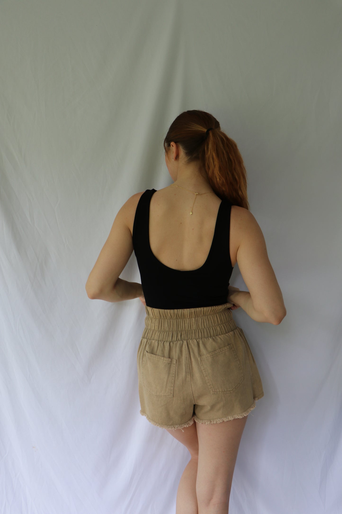 Hallie High-Waist Washed Twill Mini Shorts