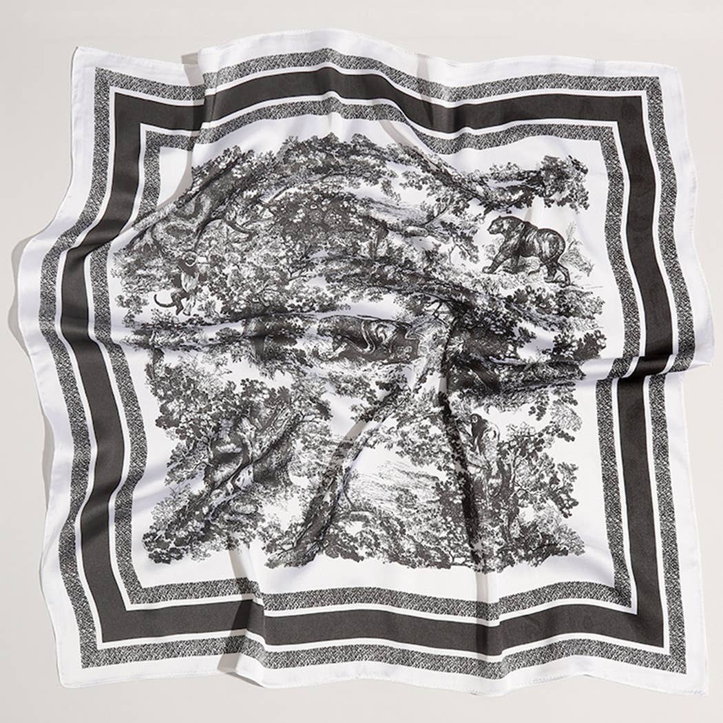Satin Forest Print Light Weight Soft Scarf