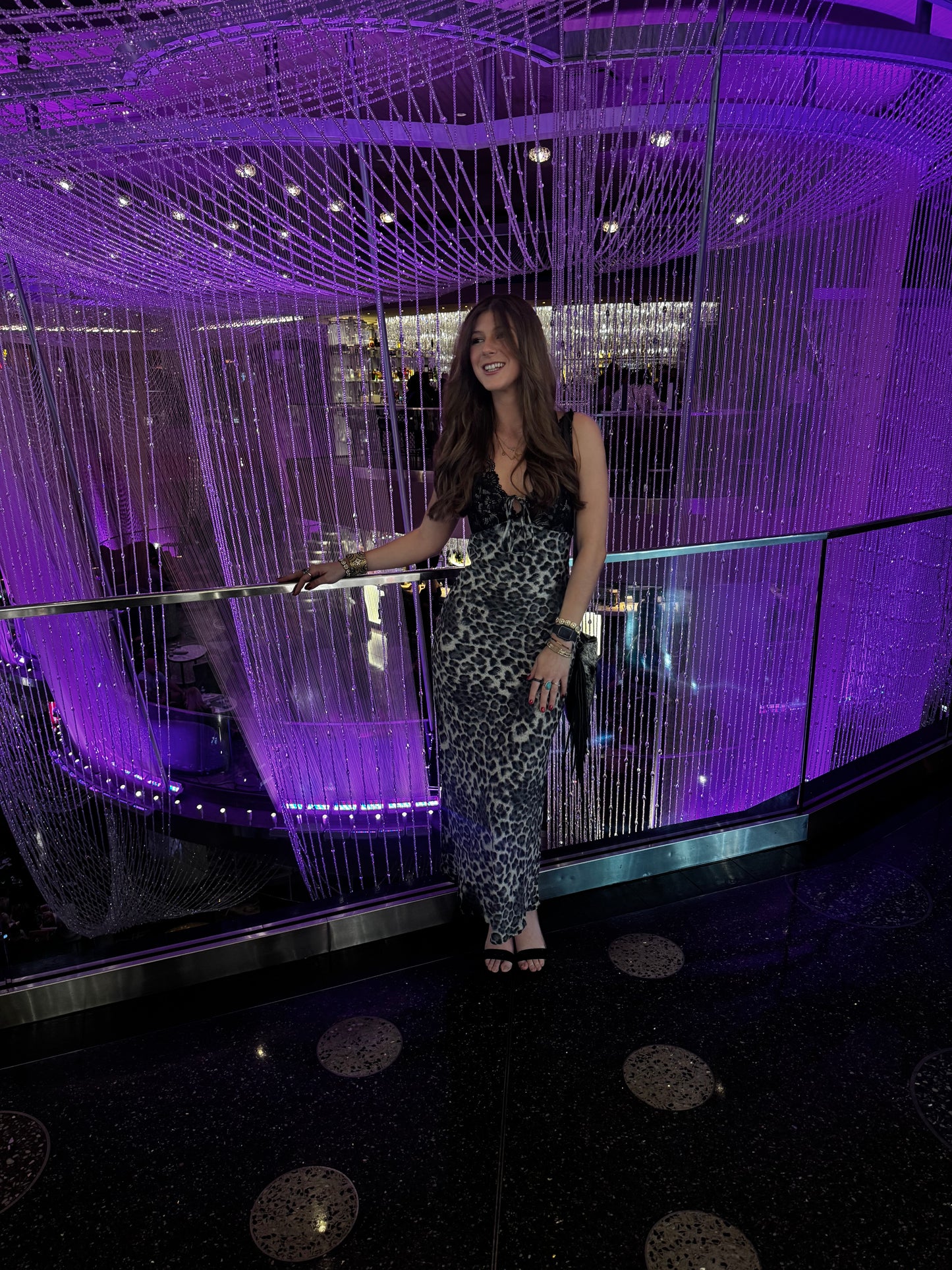 Lace-Trimmed Leopard Print Slip Dress