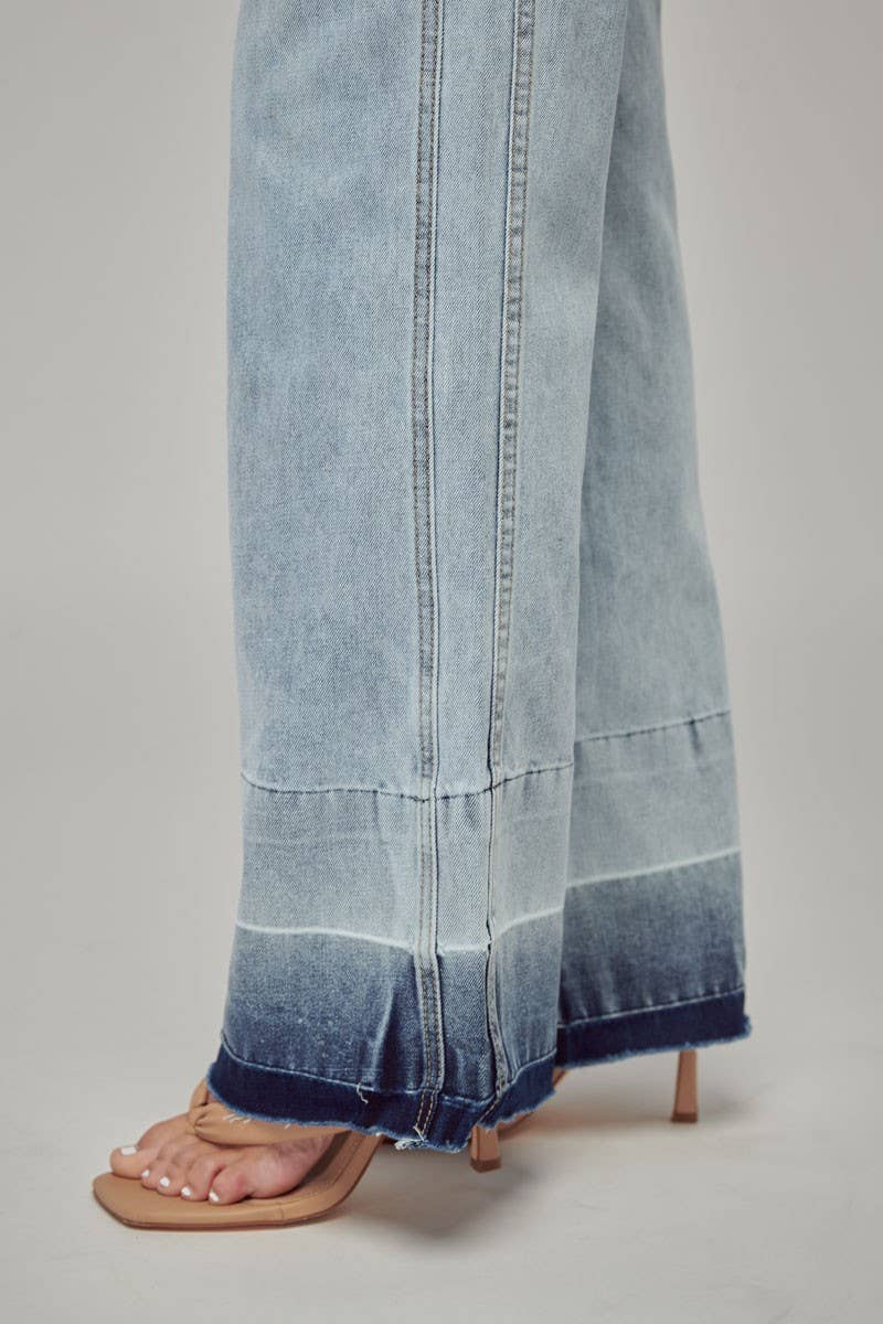 Light Wash Flare Overalls