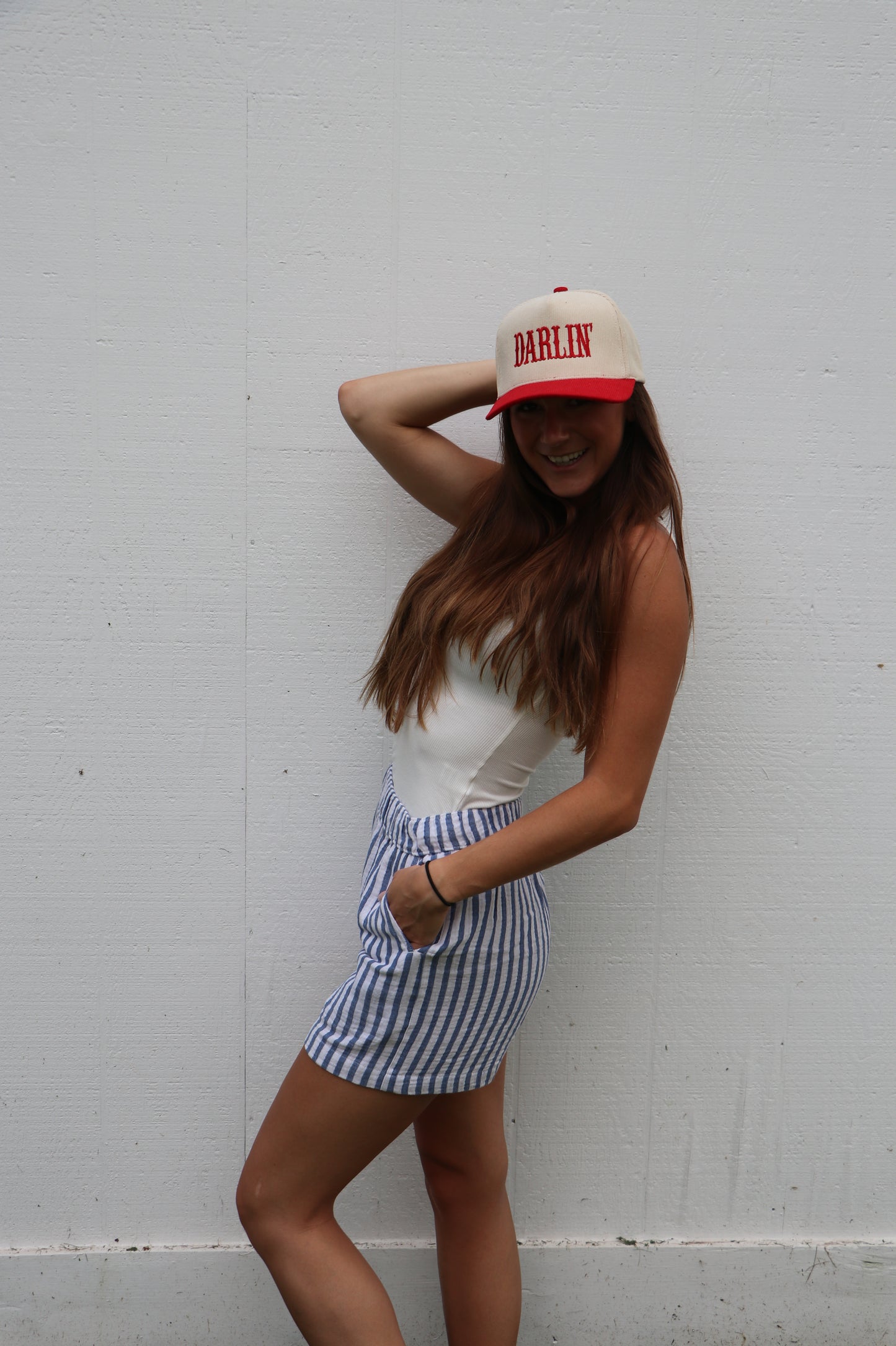 Blue and White Striped Cotton Gauze Summer Short