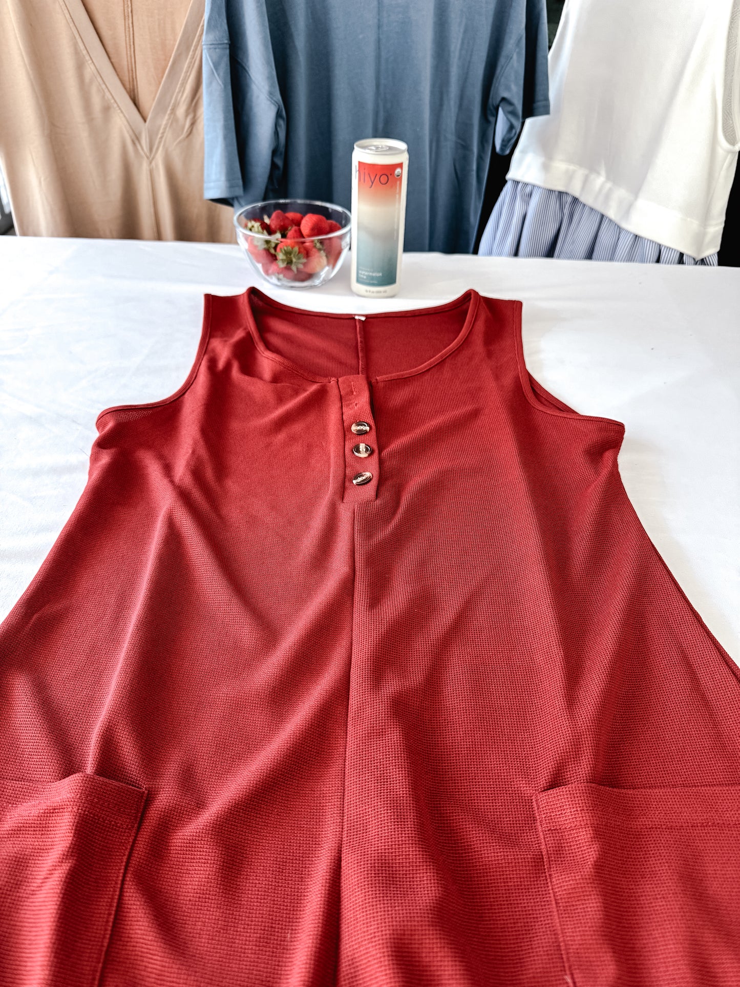 Sammy Sleeveless Button Front Waffle Romper