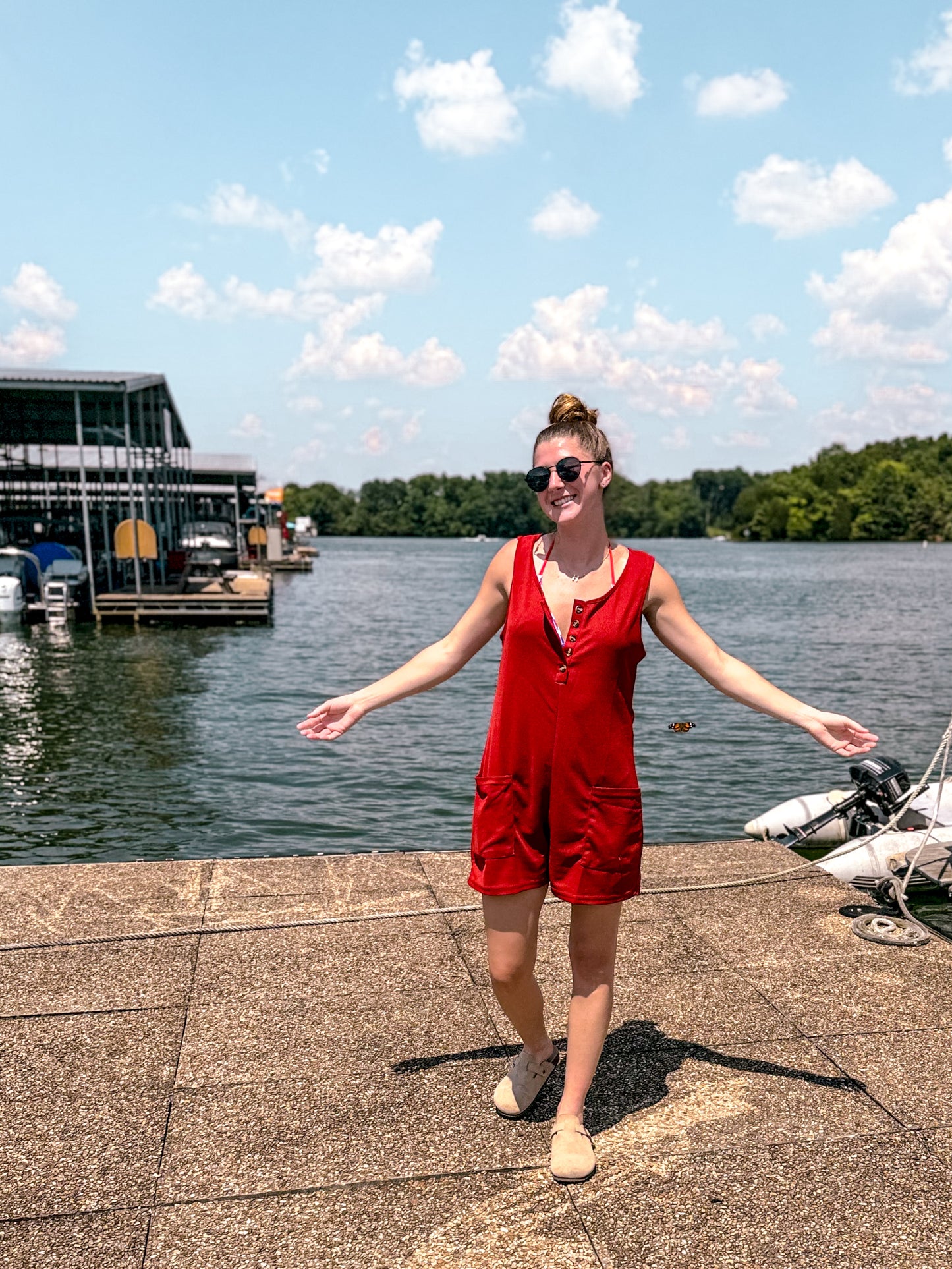 Sammy Sleeveless Button Front Waffle Romper