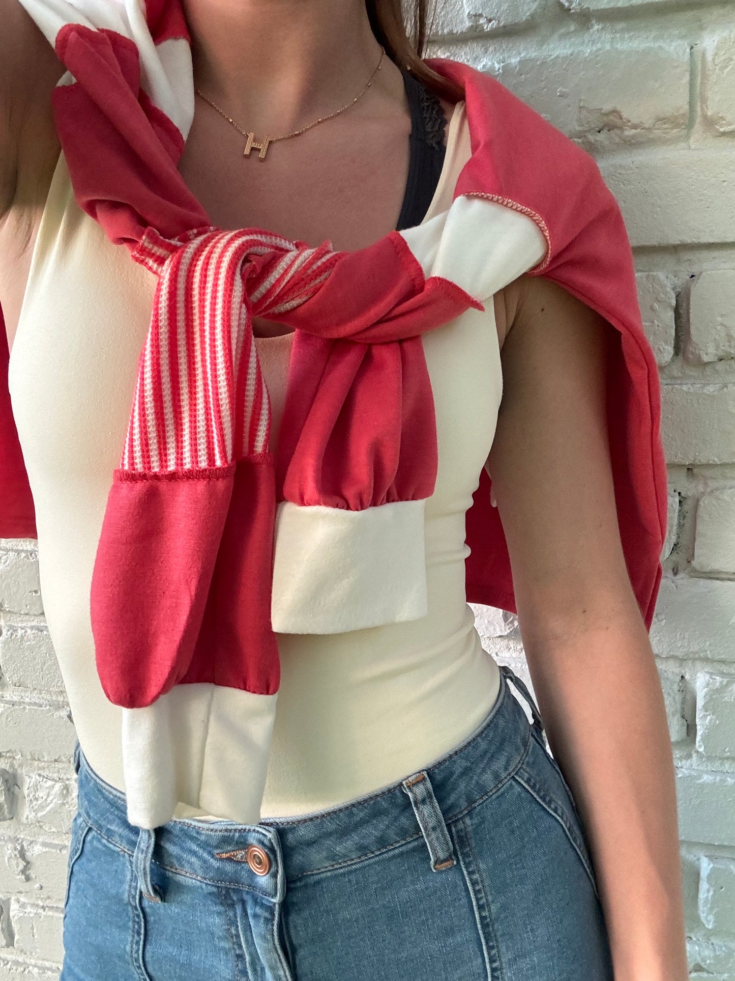 Callie Contrast Stitch Collared Long Sleeve Top