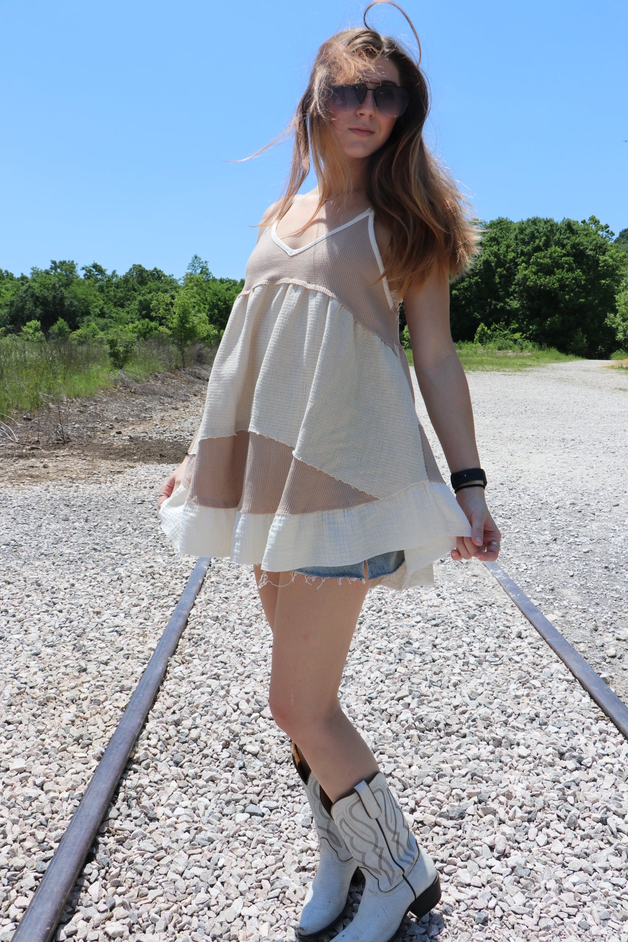 Patchwork Knit Wear Any Way Mini Dress