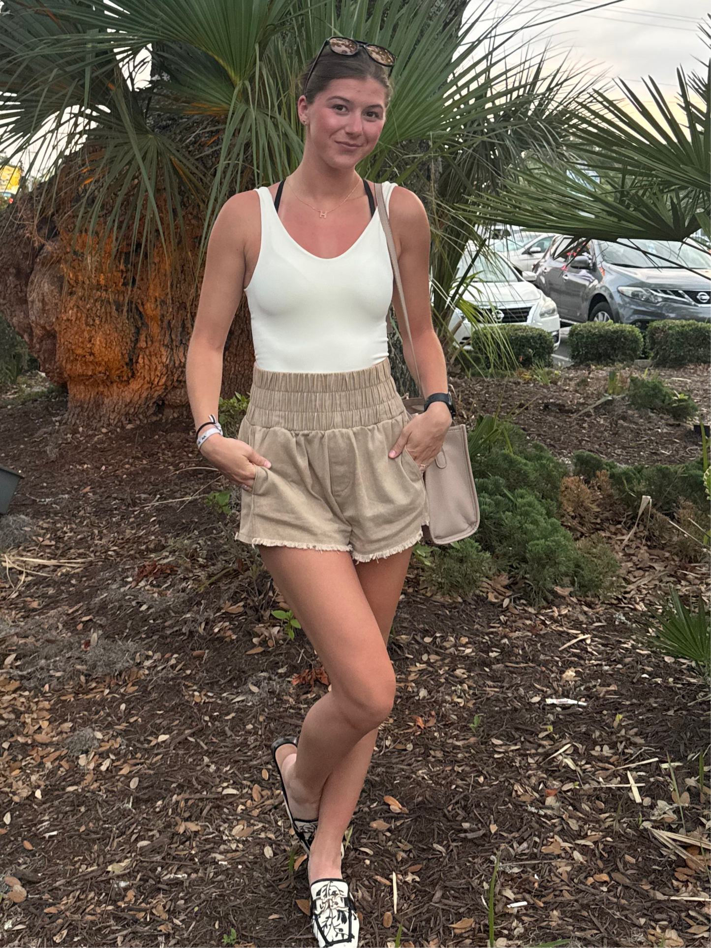 Hallie High-Waist Washed Twill Mini Shorts