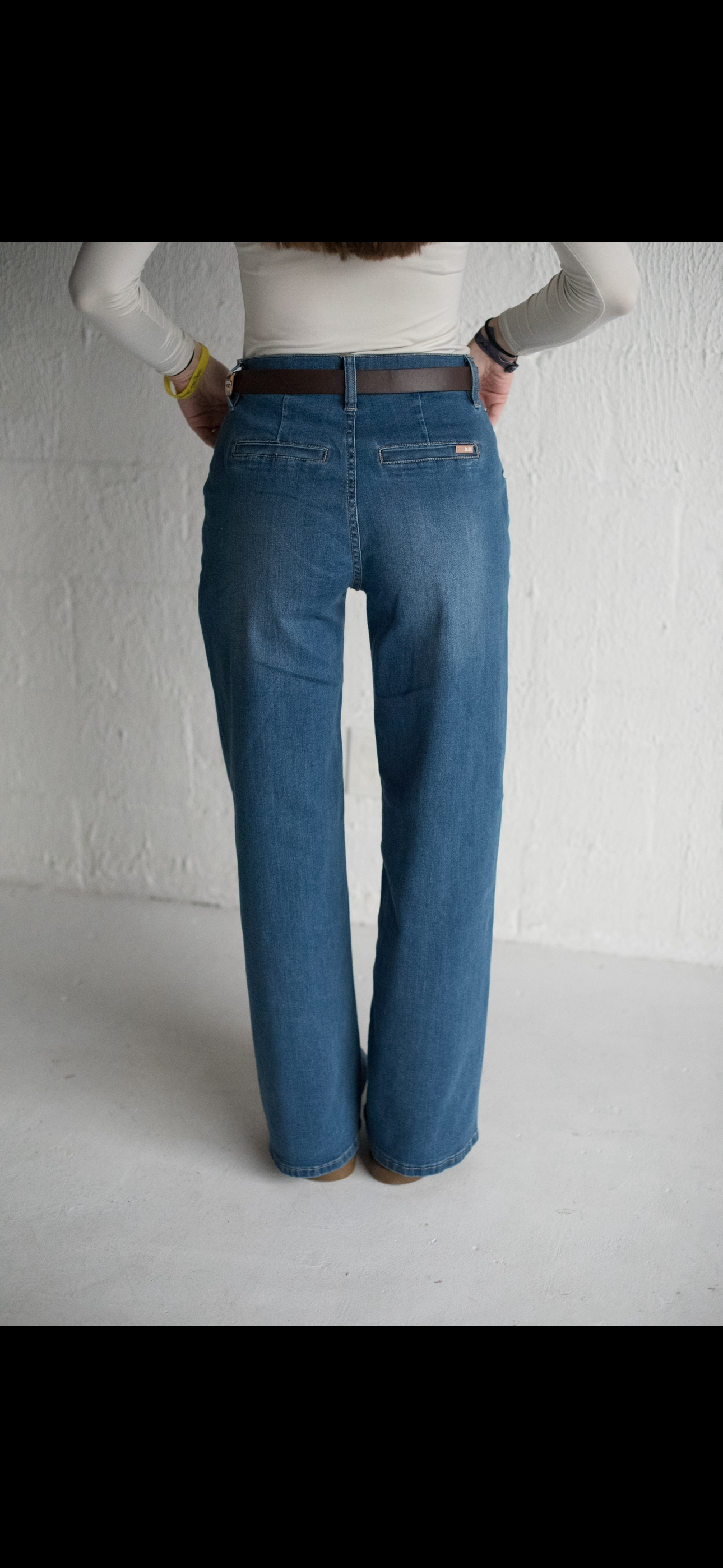 Medium Wash High Rise Patched Pocket Wide Leg Jeans