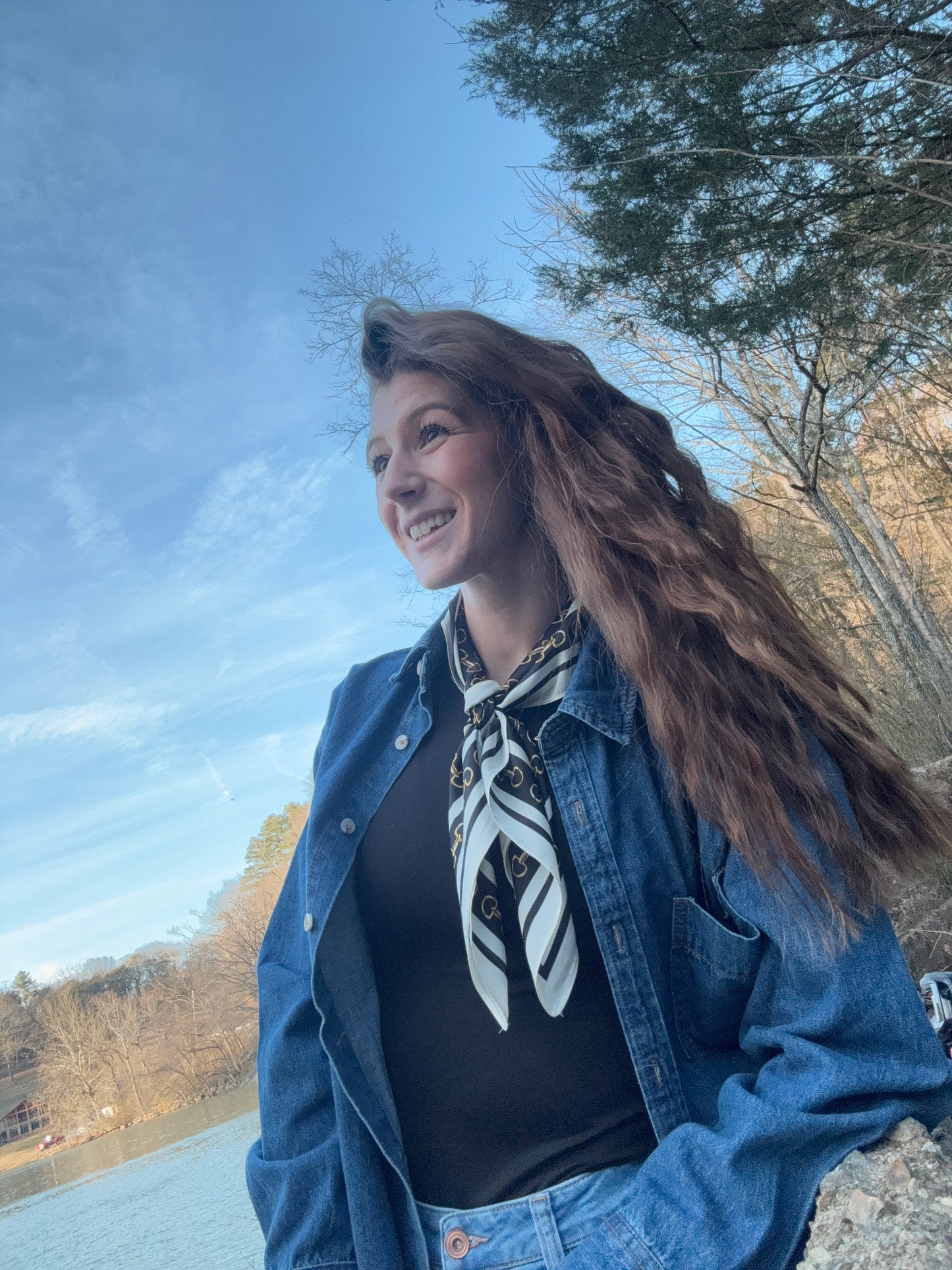 Satin Horsebit Print Light Weight Soft Scarf