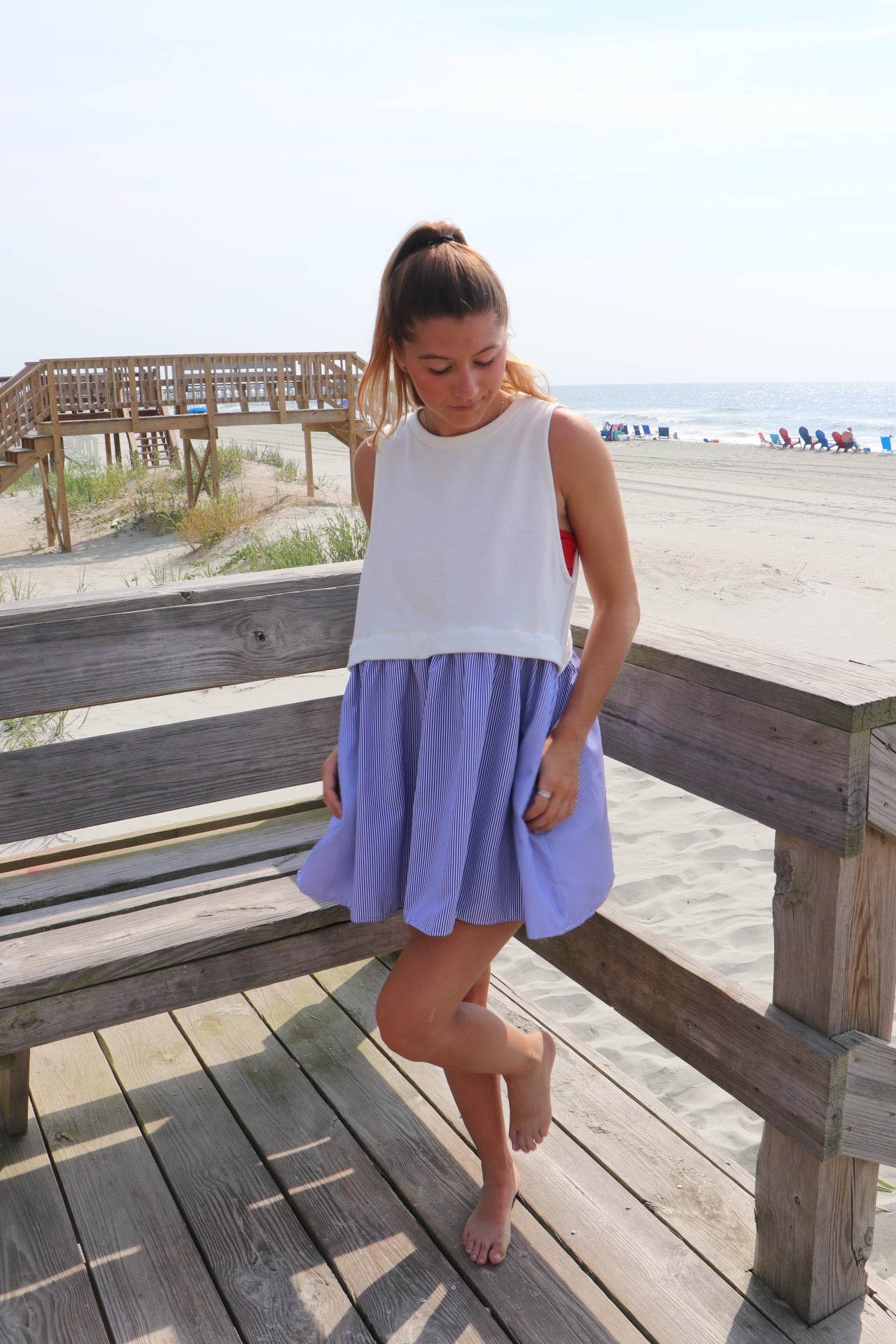 Sally Sweater Top Striped Baby Doll Mini Dress