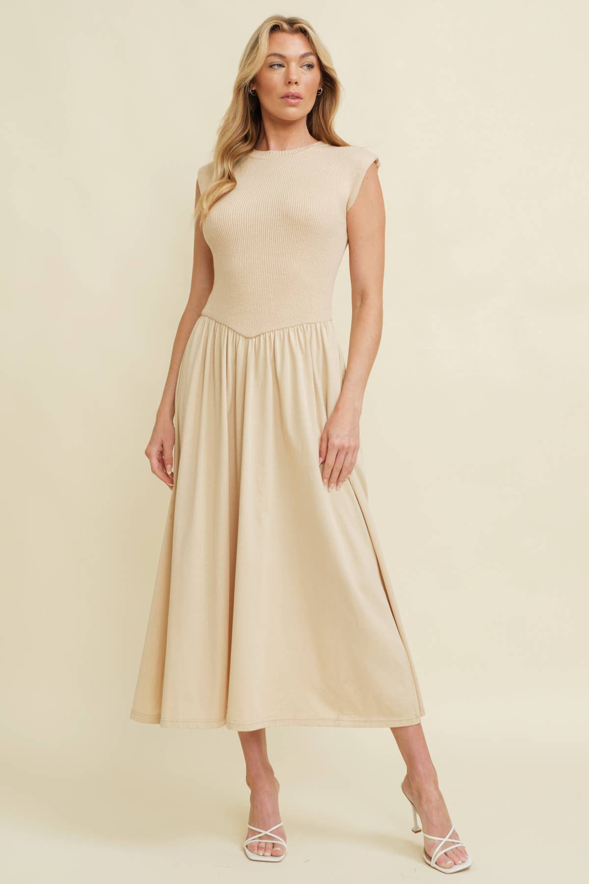 Timeless Charm Cap Sleeve Princess Cut Midi Dress