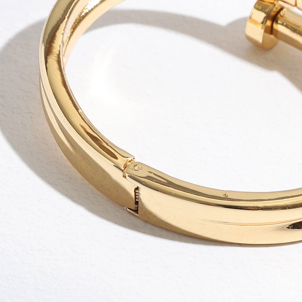 Triple Line Gold&Rhodium Plated Bangle Bracelet