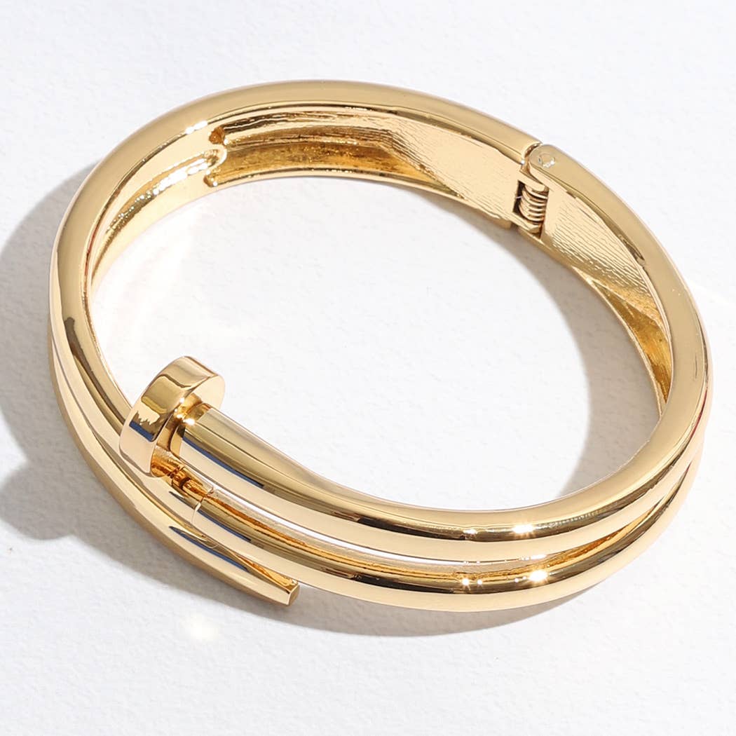 Triple Line Gold&Rhodium Plated Bangle Bracelet