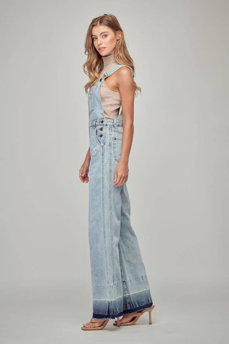 Light Wash Flare Overalls