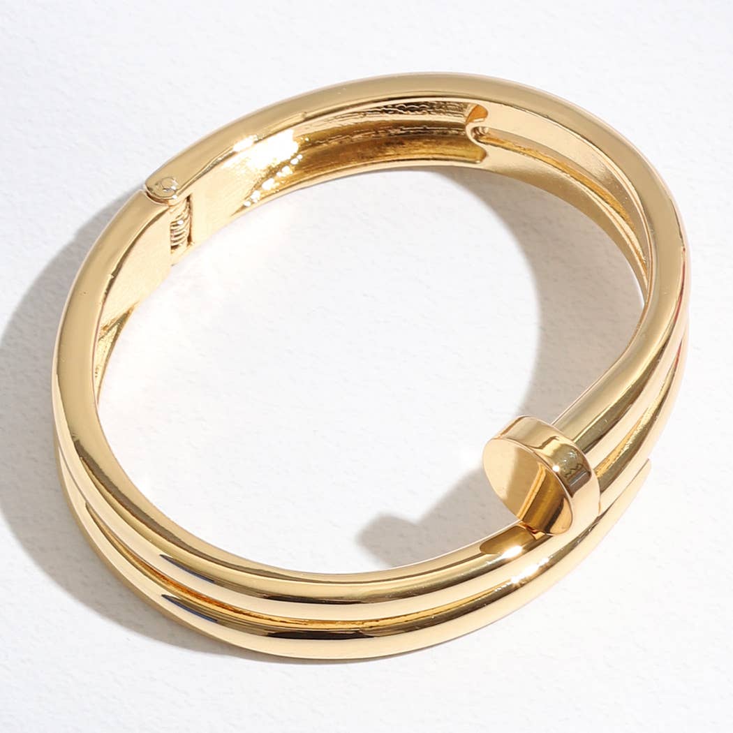 Triple Line Gold&Rhodium Plated Bangle Bracelet