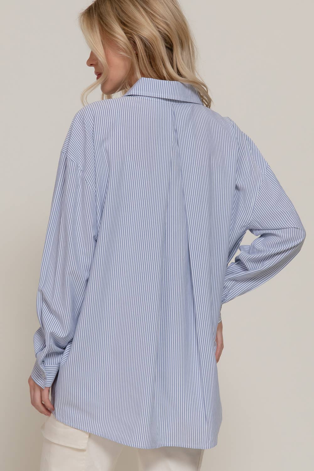 The Coastal Classic Oversized Stripe Shirt | Blue & White Button-Up