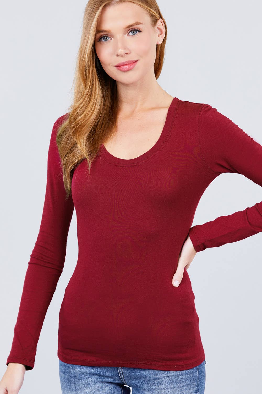 Long Sleeve Scoop Neck Top