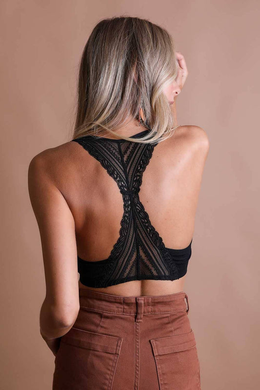 Lace Racerback Bralette Sam Seamless Front Lace Racerback Bralette