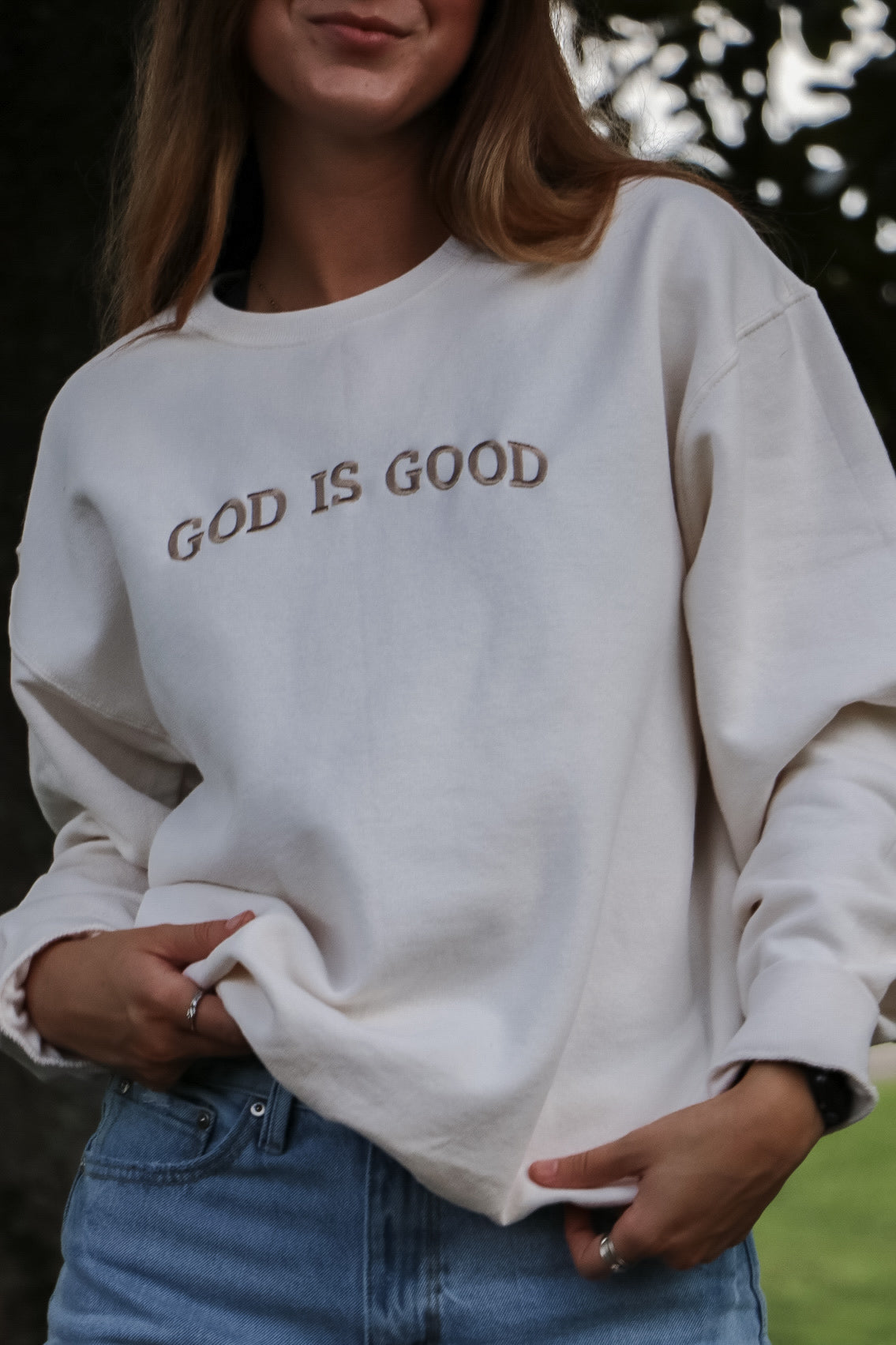 Embroidered GOD IS GOOD Sweatshirt