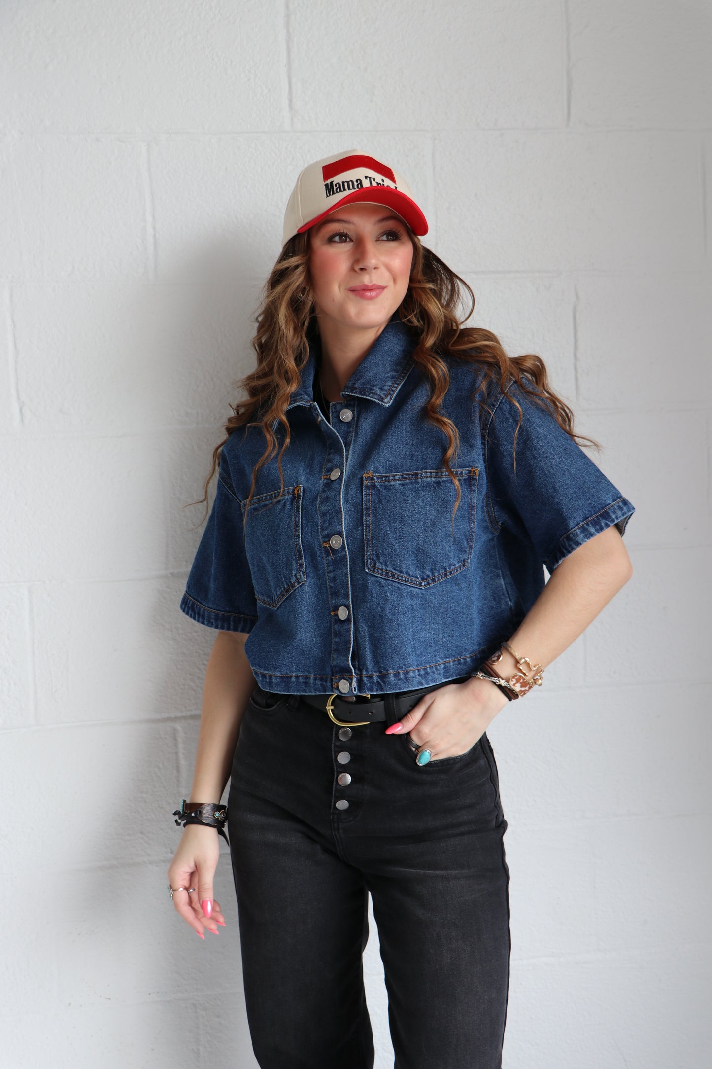 The Out West Cropped Denim Top