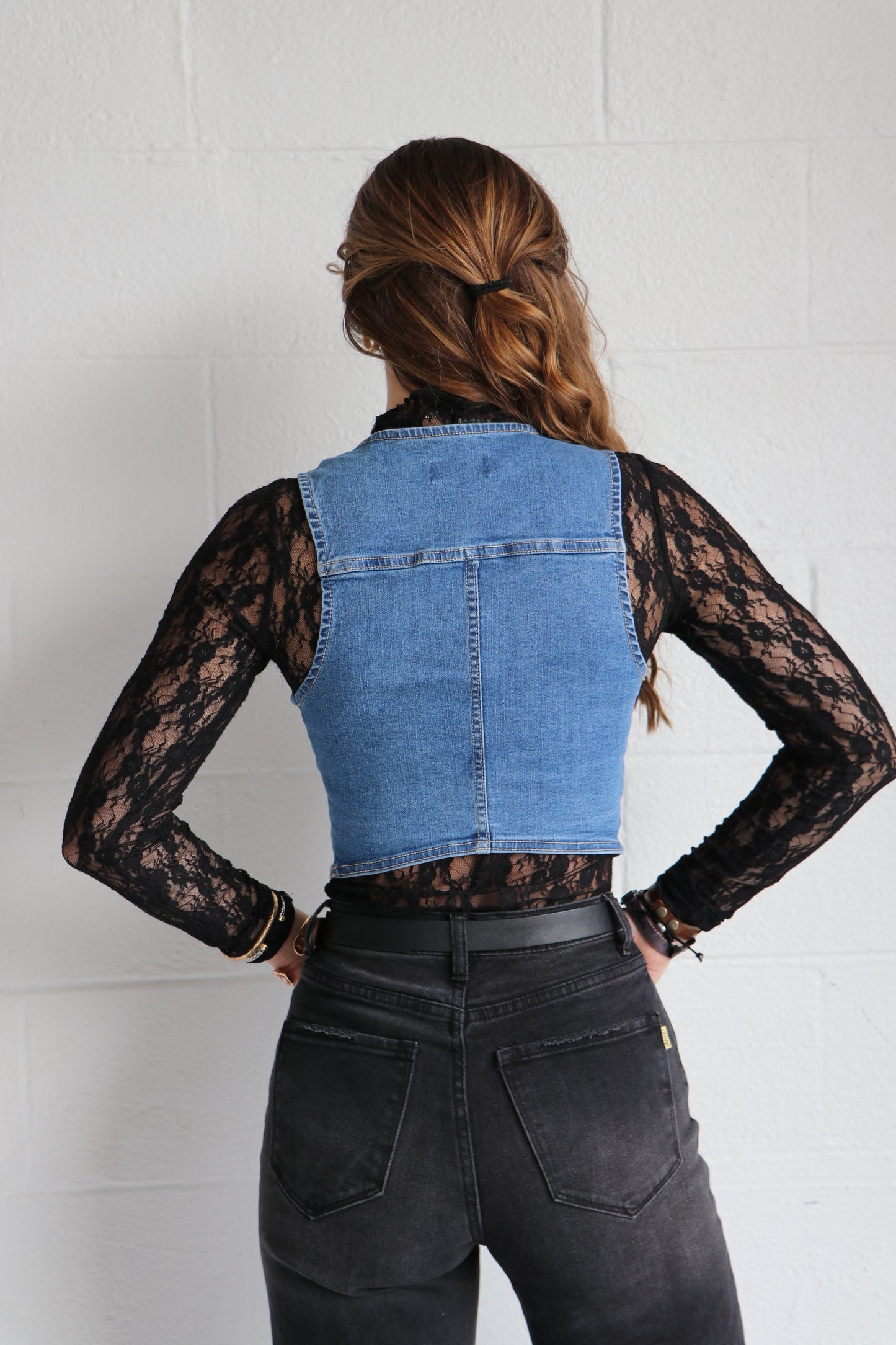 Structured Sleeveless Denim Button Up Vest