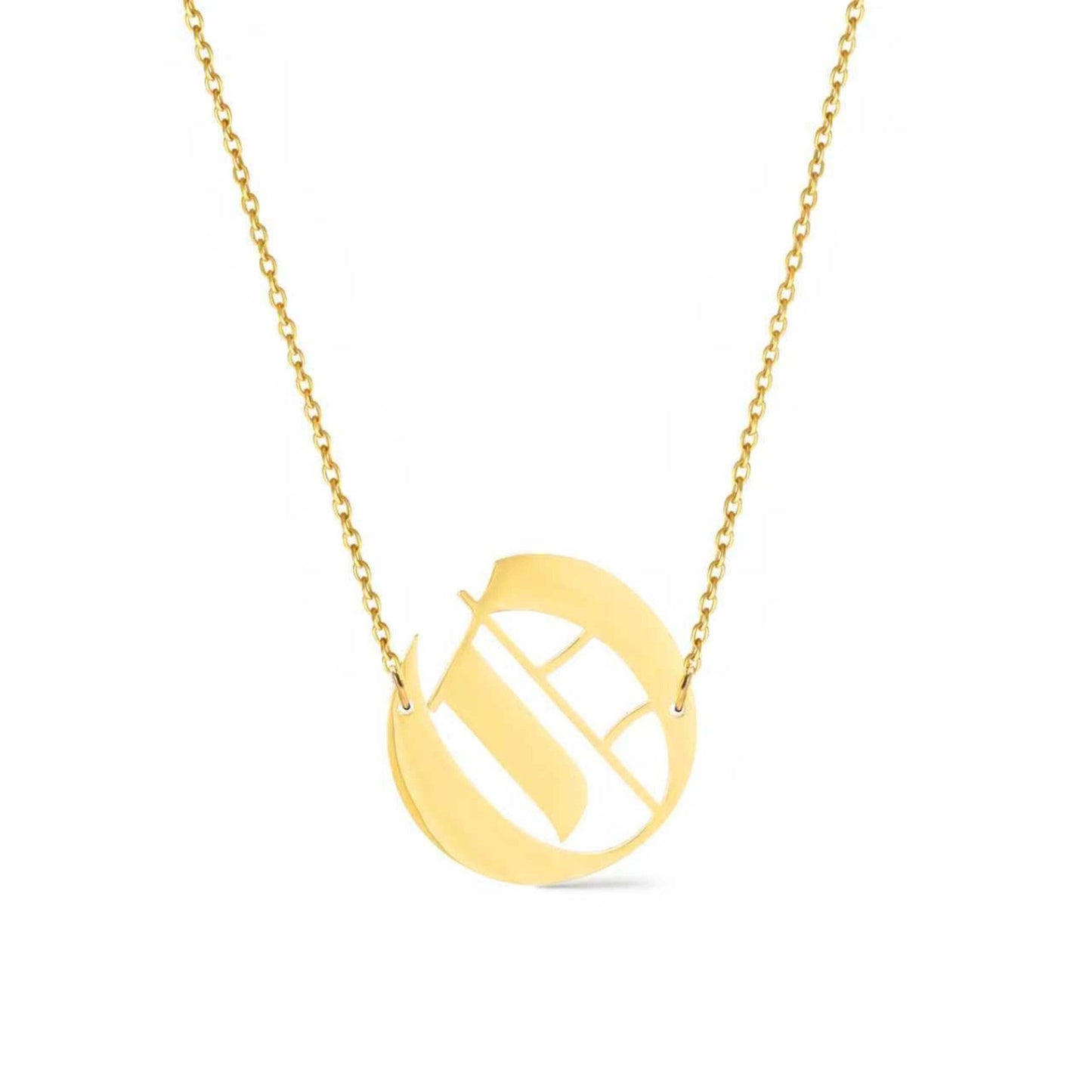 Timeless Gothic Initial Necklace, Waterproof Steel