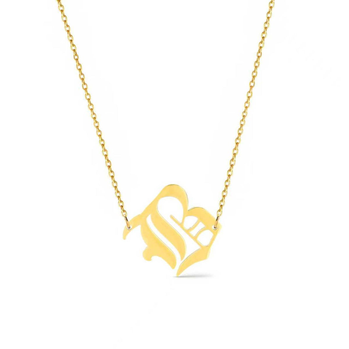 Timeless Gothic Initial Necklace, Waterproof Steel