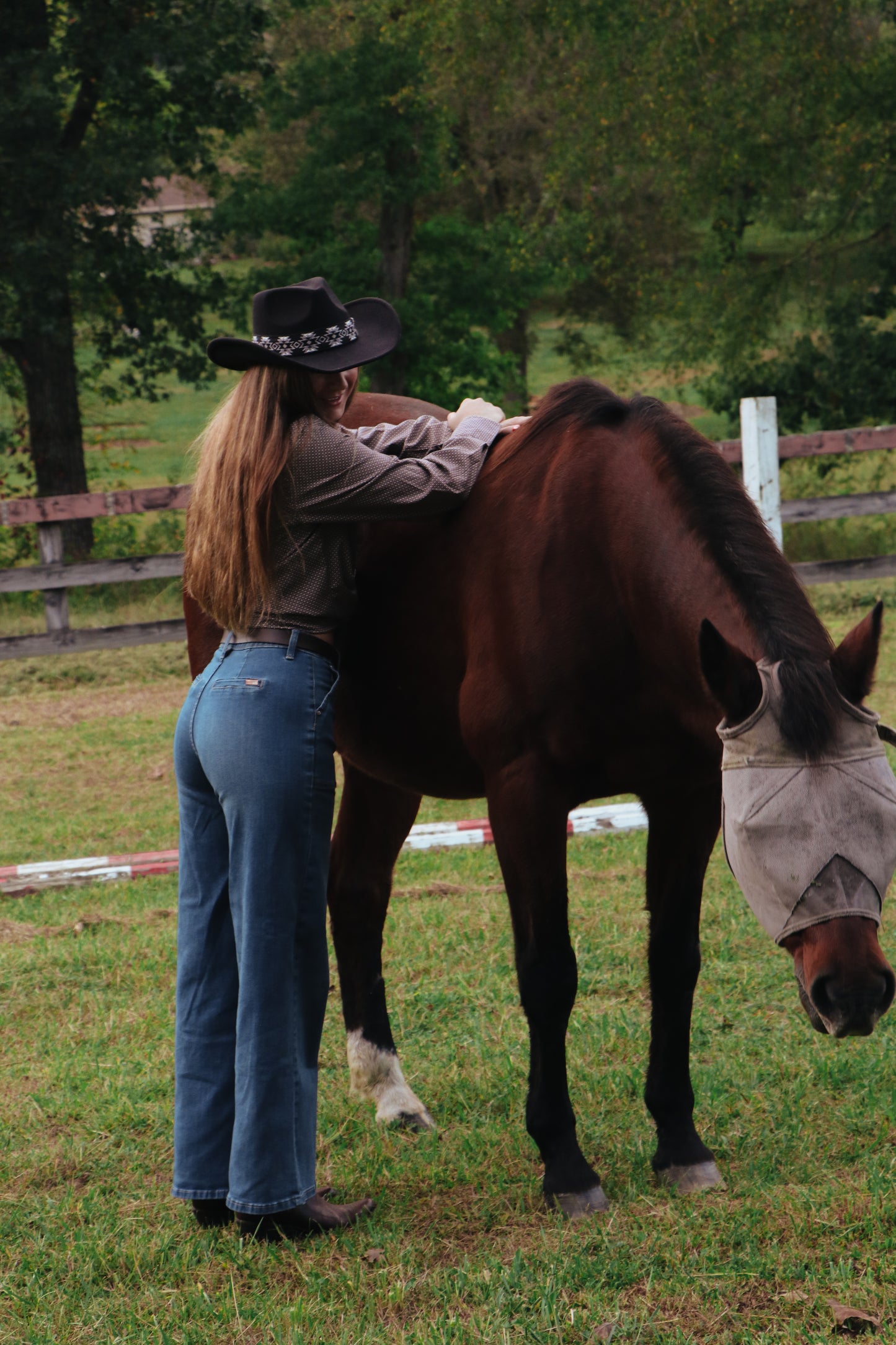 Vegan Felt Southwest Pattern Belt Cowboy Hat